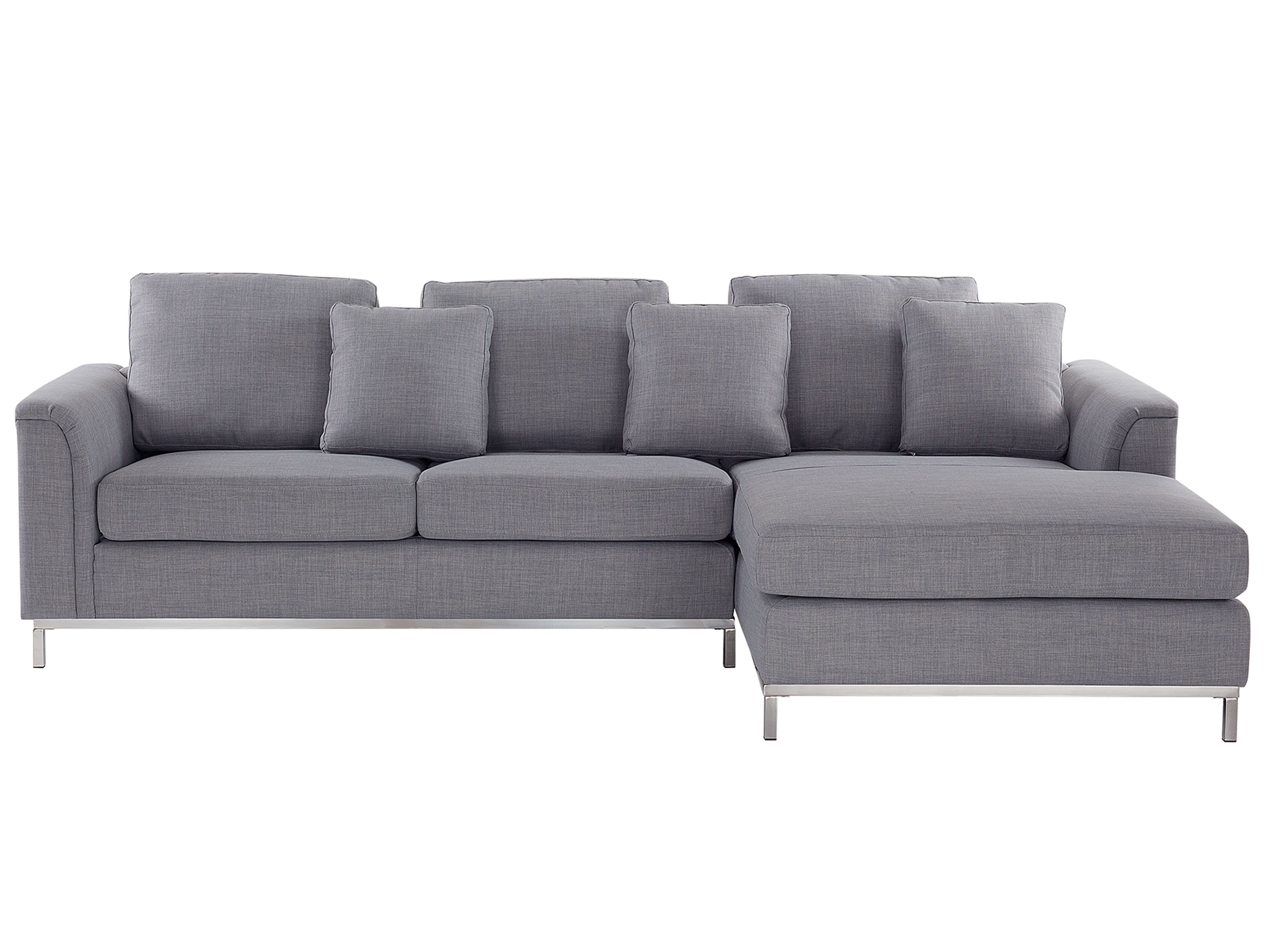 Corner Sofa 4 Seater OSLO Fabric Light Grey Left Hand