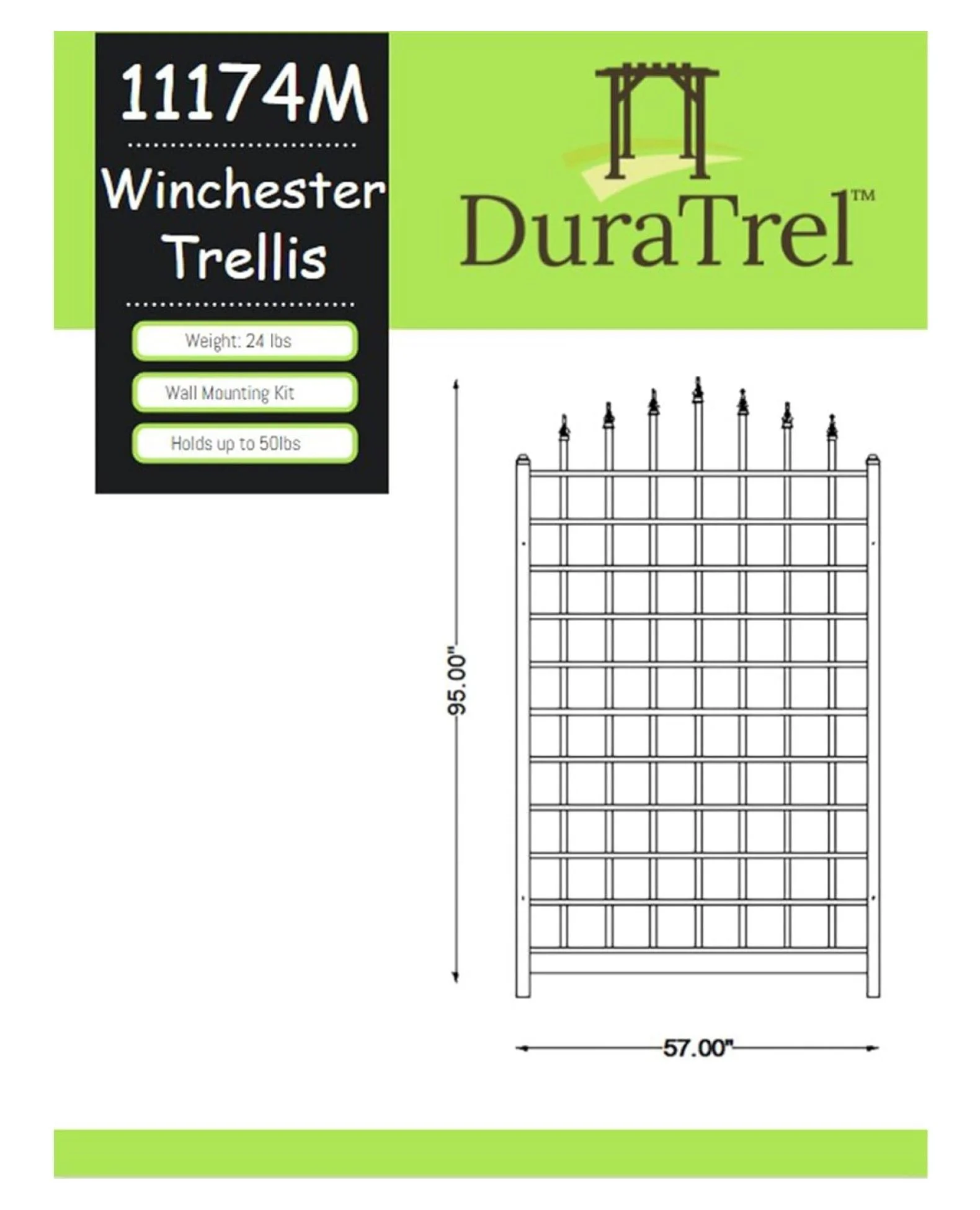 Dura-Trel Cambridge 57 by 95 Inch Heavy Duty Weather Stabilized PVC Vinyl Outdoor Garden Patio Trellis with Wall Mounting Screws and Spacers, Mocha - Image 3