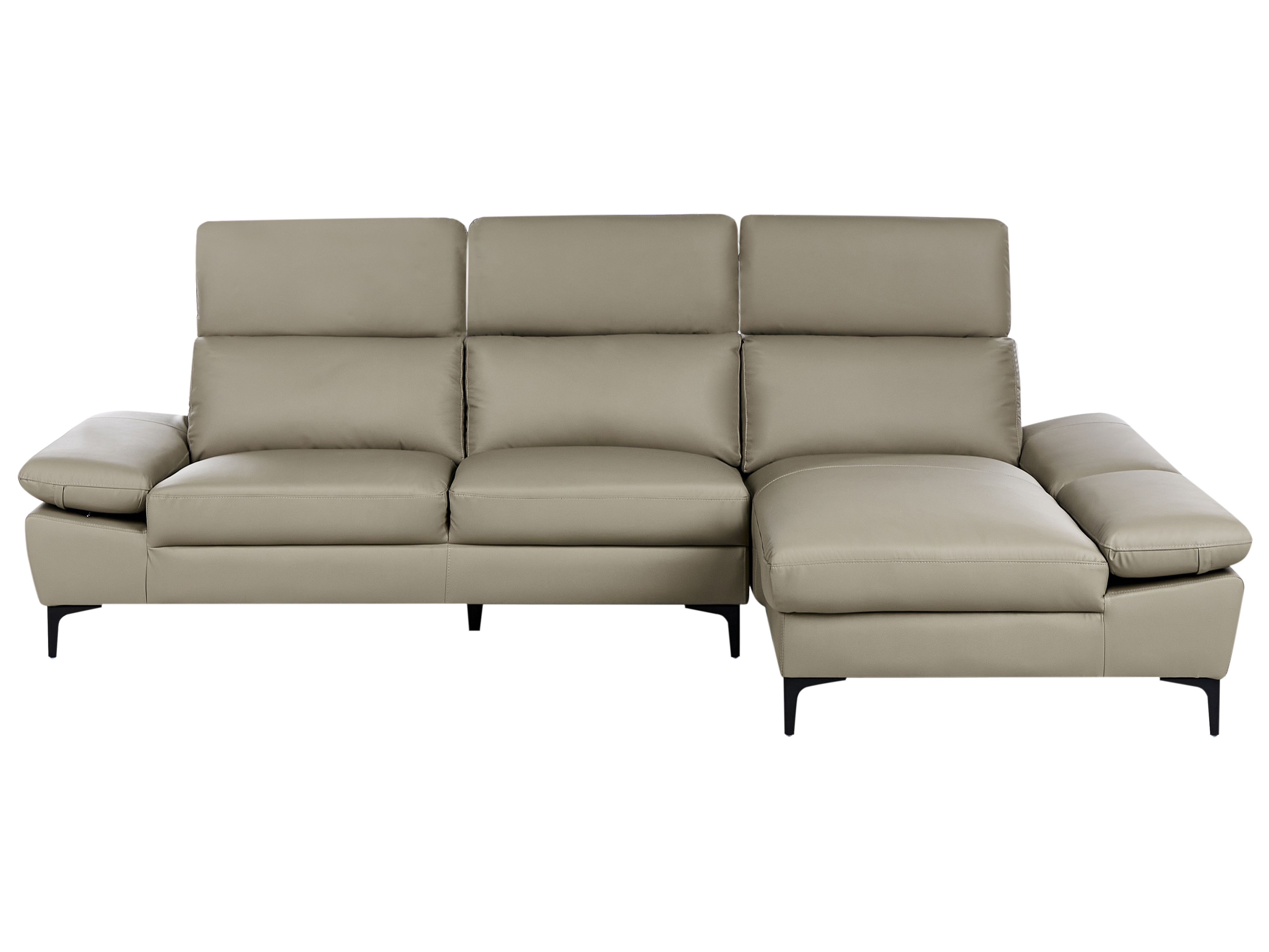 Corner Sofa 4 Seater FARILA Leather Taupe Adjustable Left Hand