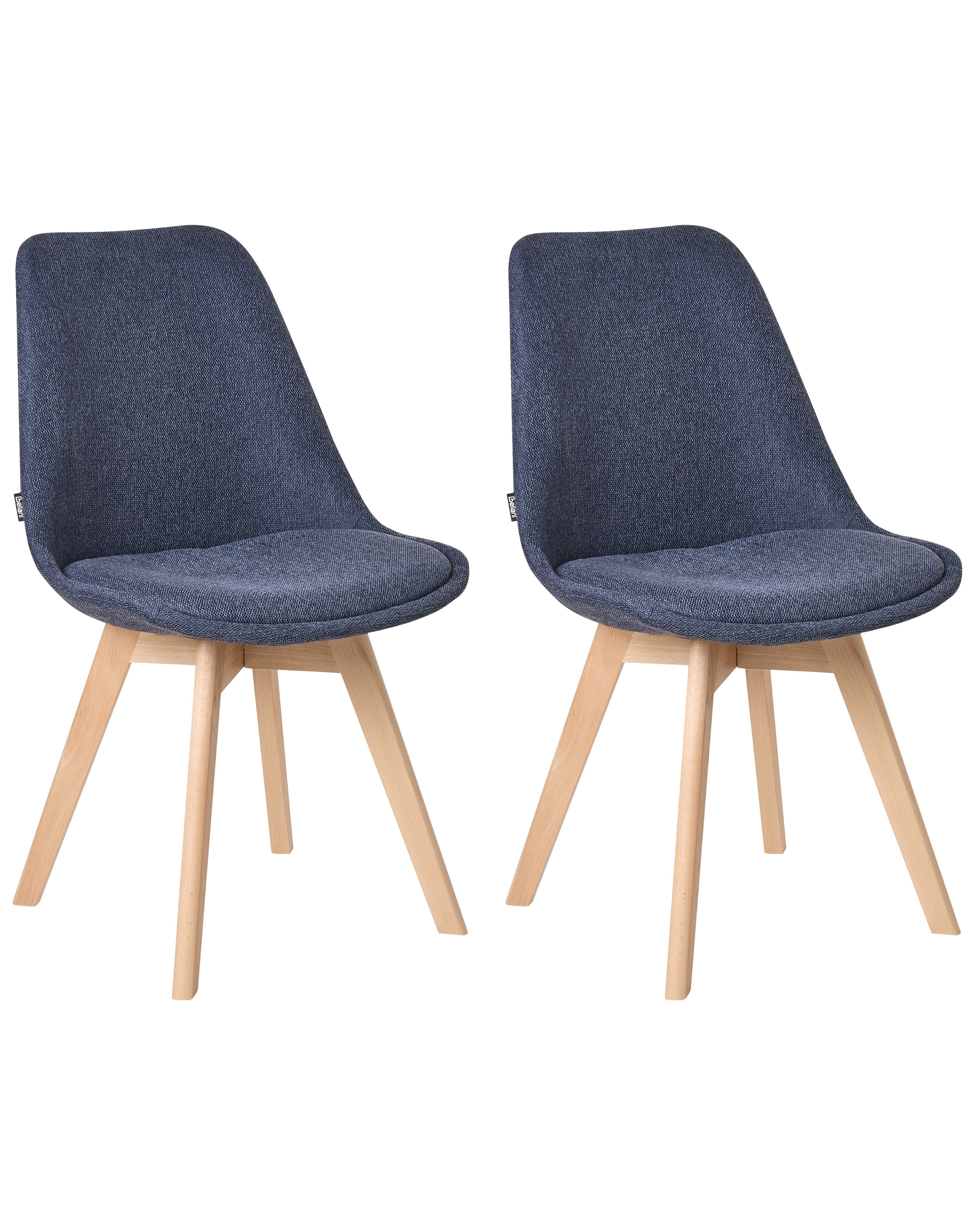 Set of 2 Dining Chairs DAKOTA II Fabric Dark Blue