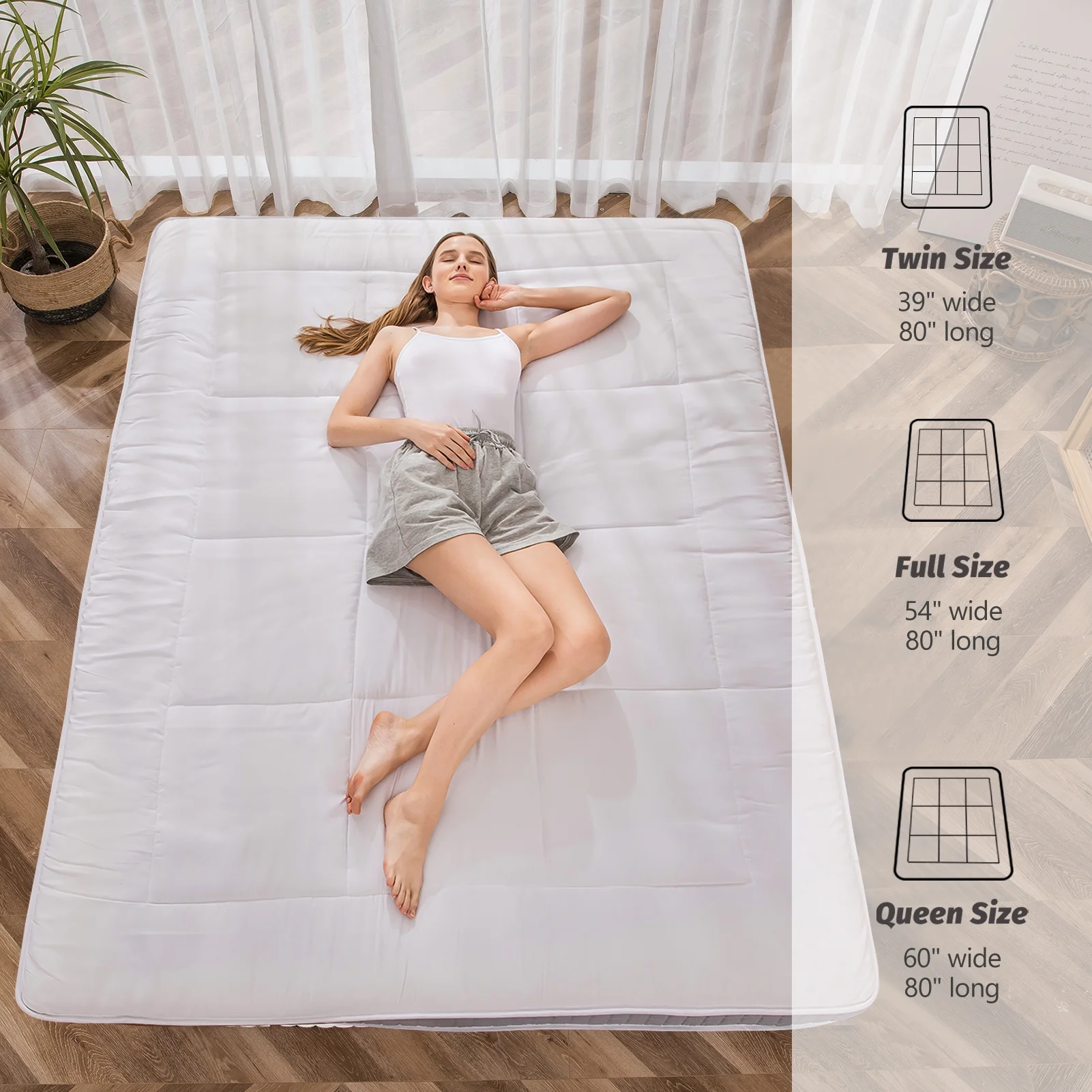 Futon Mattress, Padded Japanese Floor Mattress Quilted Bed Mattress Topper, Extra Thick Folding Sleeping Pad, Dark Grey, Twin - Image 28