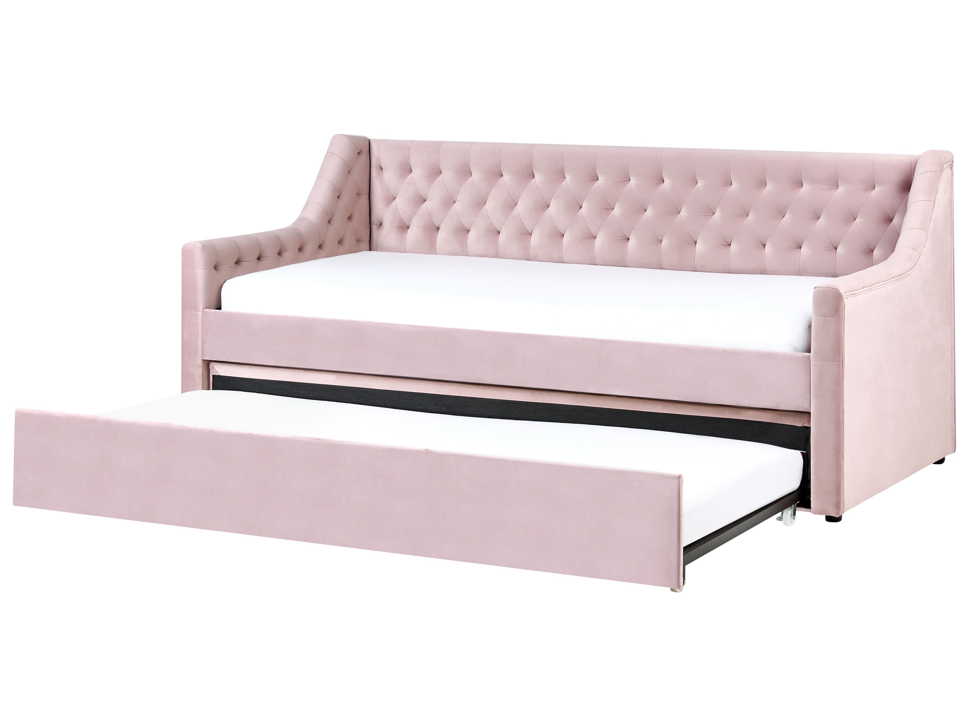 Trundle Bed Velvet MONTARGIS 90 x 200 cm (EU Single) Pink