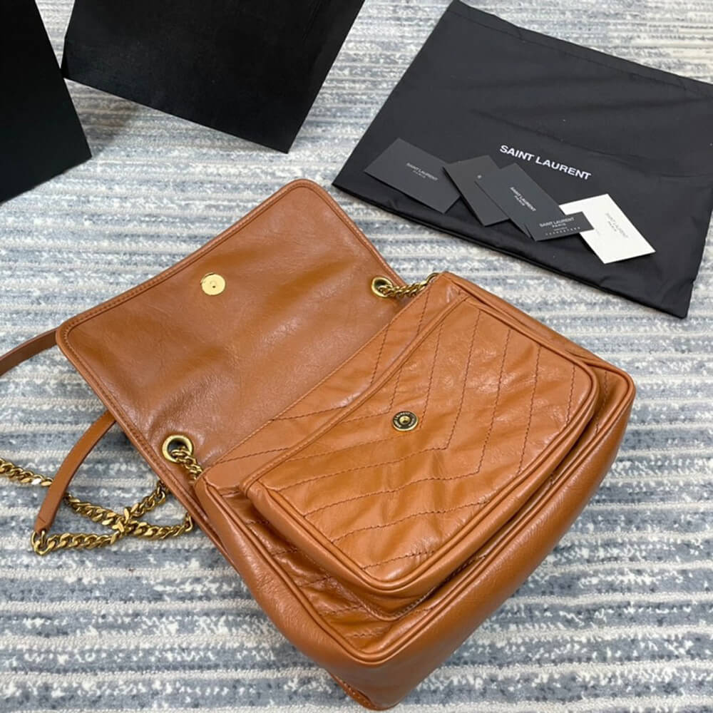 YSL Bag Wallet On Chain Margo In Shiny Calfskin1:1High-quality replica