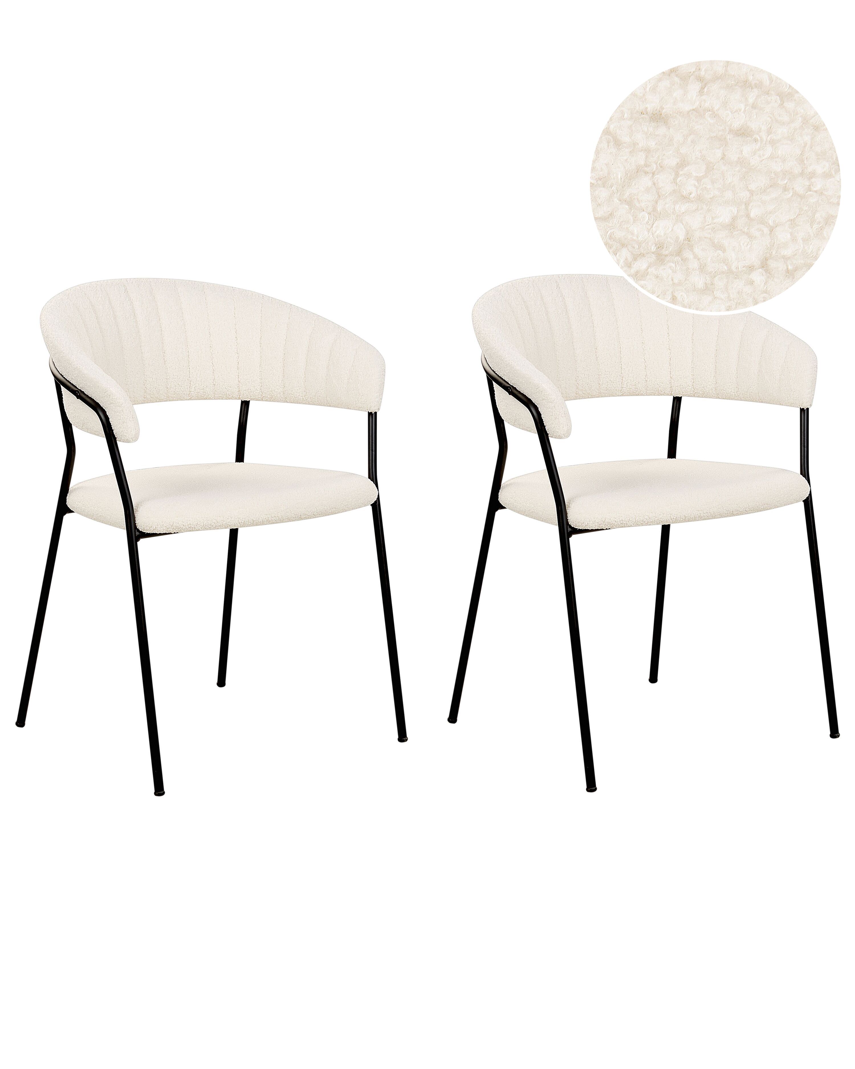 Set of 2 Dining Chairs MARIPOSA Boucle Off-White