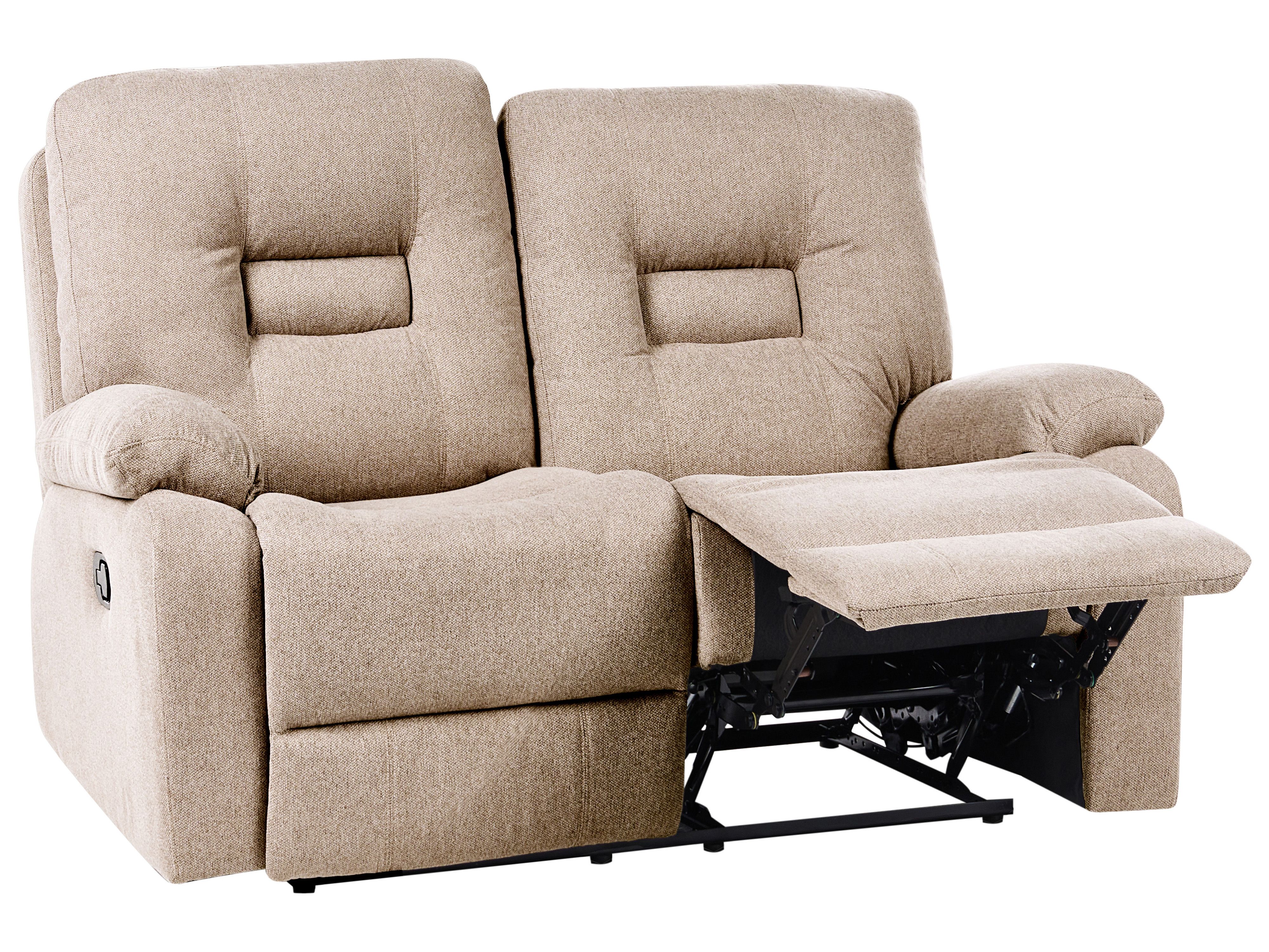 Manual Recliner Sofa 2 Seater BERGEN Fabric Beige