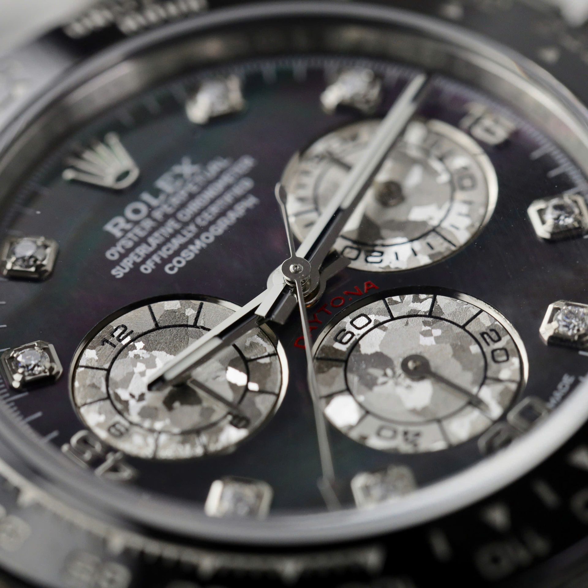 Rolex Daytona Replica Watch Dial Mother Of Pearl Custom Moissanite Diamonds 40mm - Top club