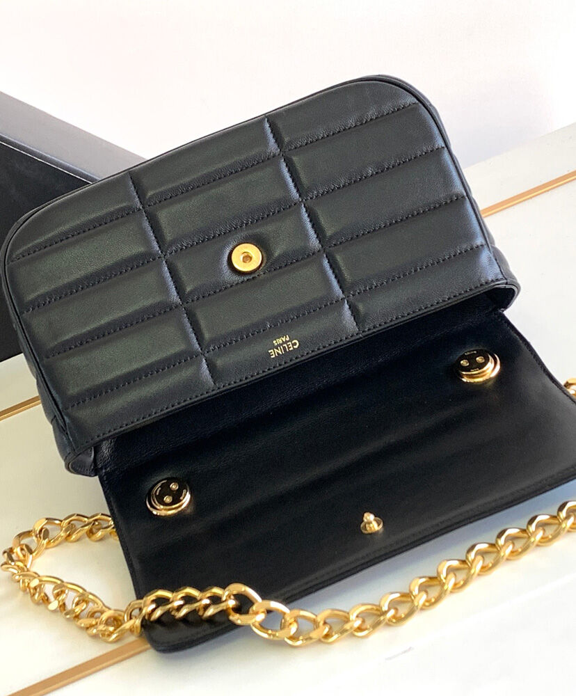 Celine Chain Shoulder Bag Matelasse Monochrome Black1:1High-quality replica