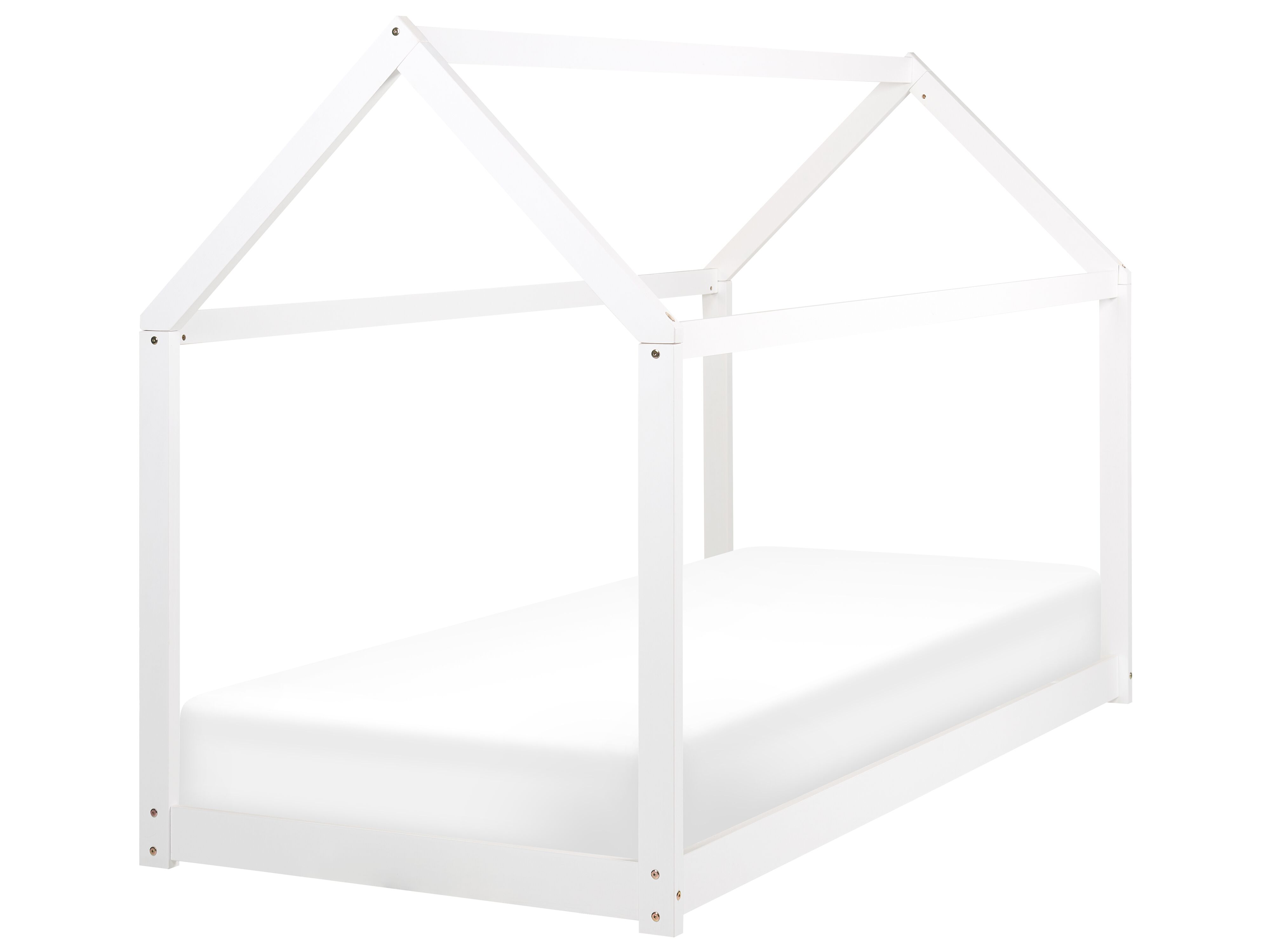 Kids Bed House Pine Wood TOSSE 90 x 200 cm (EU Single) White