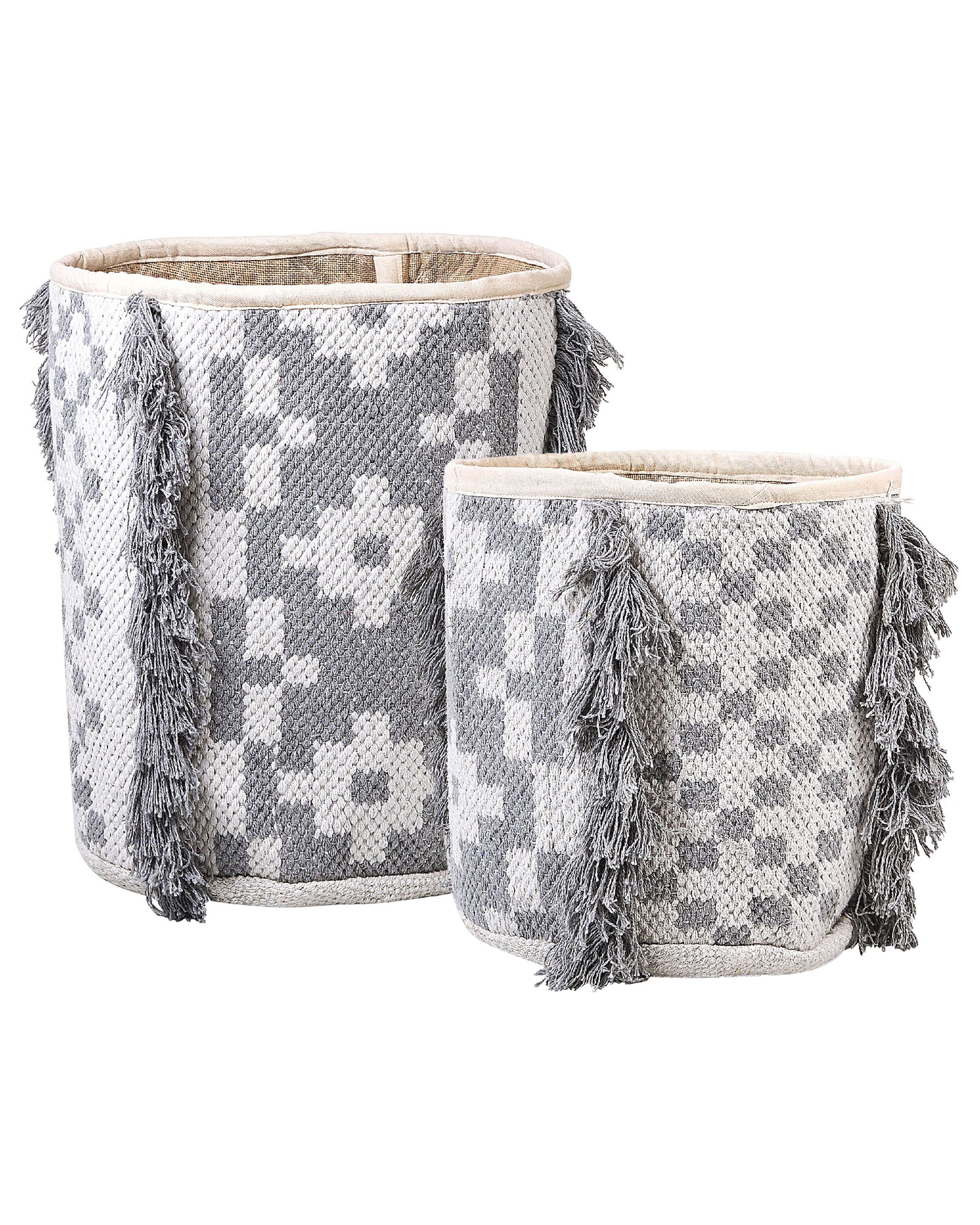 Set of 2 Baskets KALAI Cotton Grey