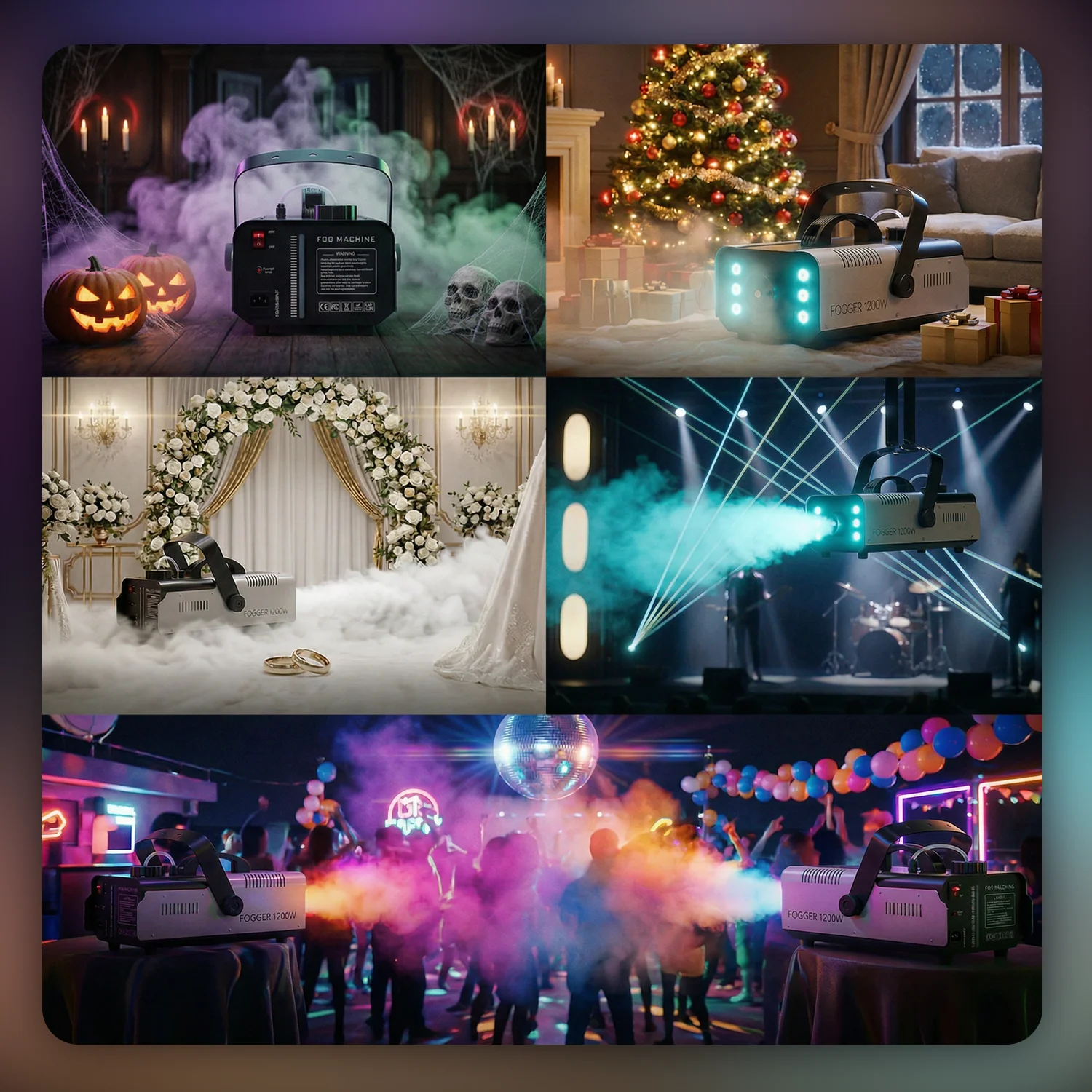 Halloween Fog Machine Smoke Machine 1200W with RGB LED Lights & Remote - Haze Smoke Generator for Halloween, Party, Stage, DJ, Club - Image 2 Halloween Fog Machine Smoke Machine 1200W with RGB LED Lights & Remote - Haze Smoke Generator for Halloween, Party, Stage, DJ, Club - Image 2