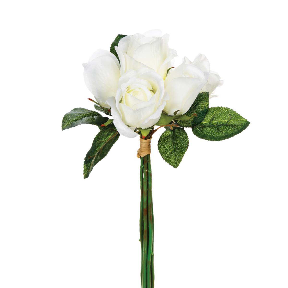 Bouquet 7 artificial roses White, H.30 cm