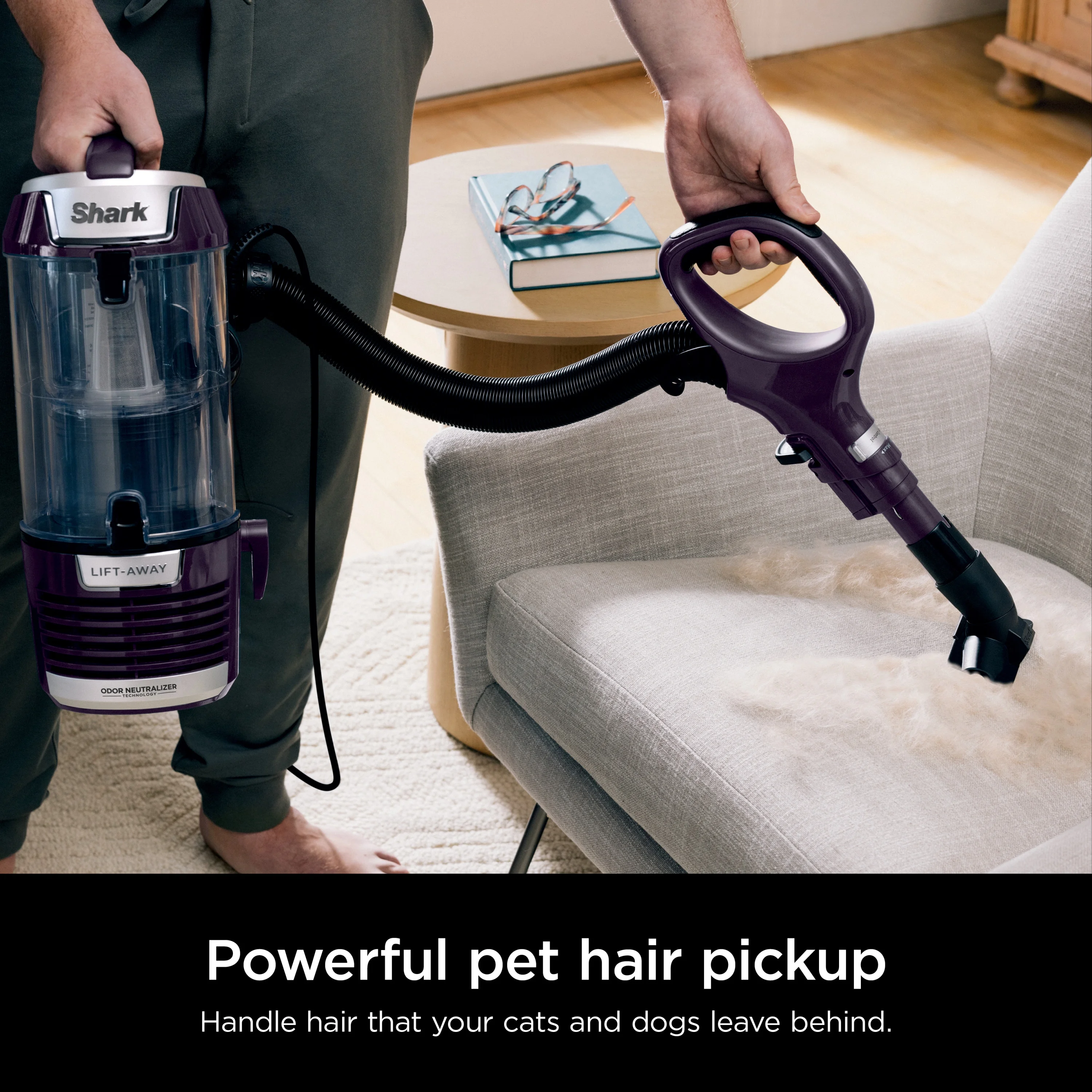 Shark Upright Vacuum, Lift-Away, Pet Friendly, Bagless, PowerFins HairPro & Odor Neutralizer Technology, Hard Floor and Carpet, Self Cleaning Brushroll, Anti Allergen &Swivel Steering , ZD550, Purple - Image 4