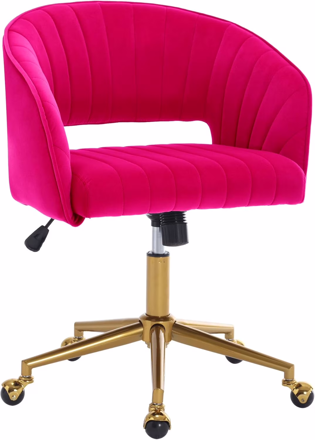Home Office Swivel Desk Chair, Modern Velvet Vanity Chair, Height Adjustable Armchair with Gold Base, Ergonomic Office Chair for Task Study Computer Room, Beige - Image 6