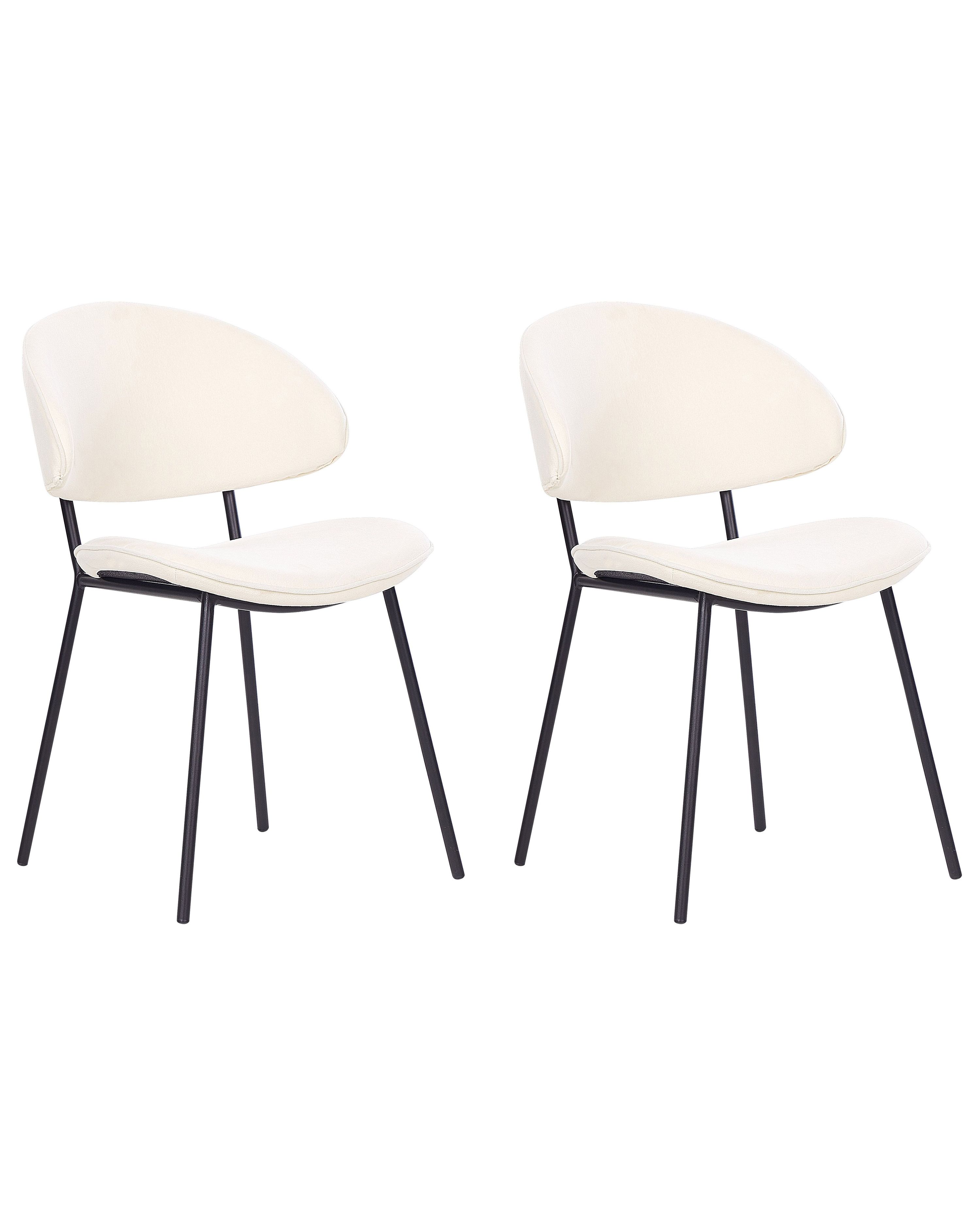 Set of 2 Dining Chairs KIANA Fabric Light Beige