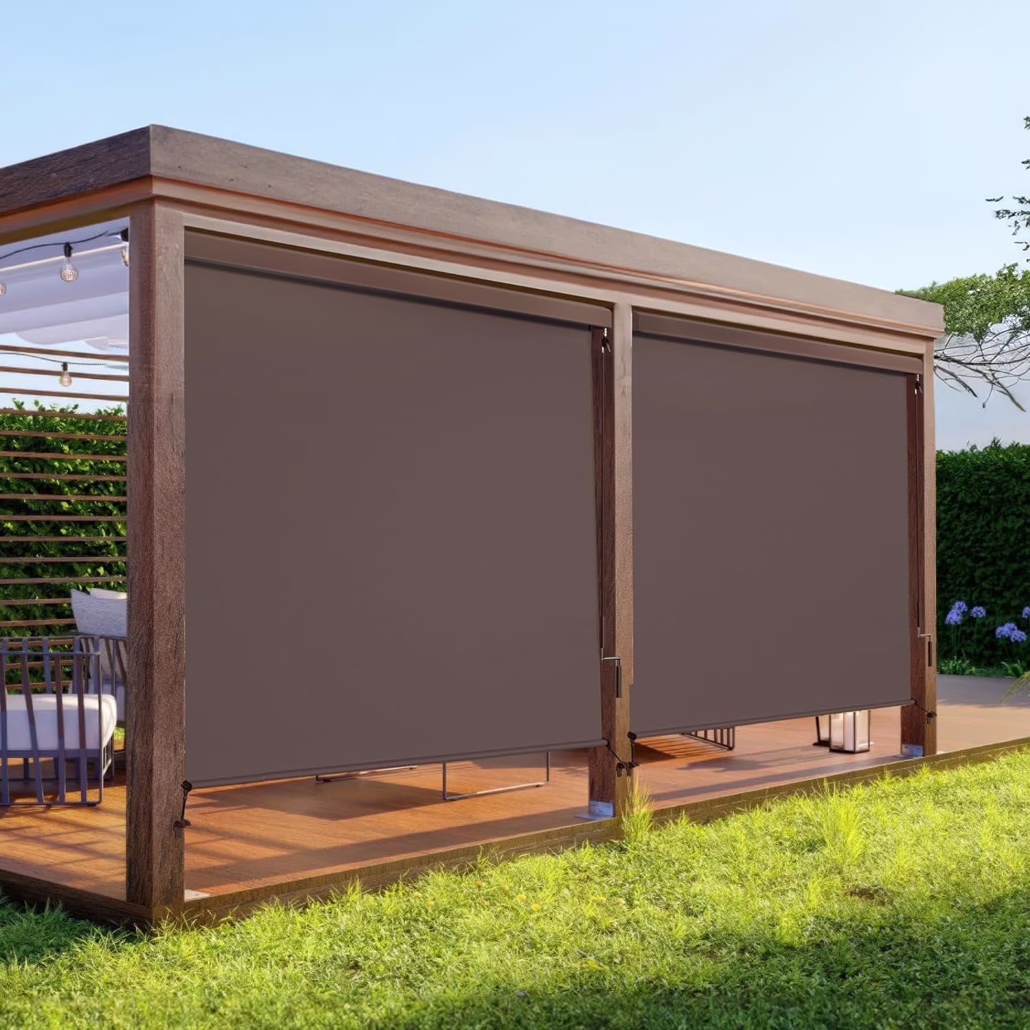Superjoe Outdoor Roller Shade for Patio, Cordless Blackout Waterproof Blind, UV Block, 4'L x 6'W - Image 9
