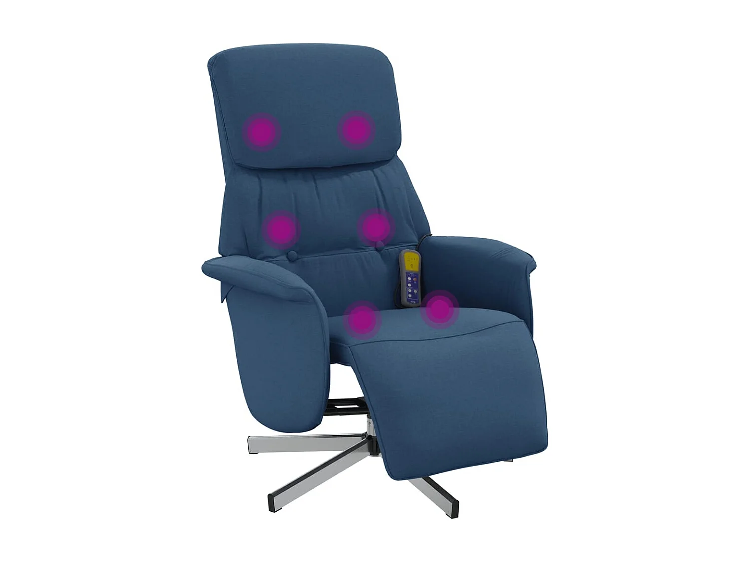 Fauteuil inclinable-Fauteuil salon de massage avec repose-pieds bleu tissu SHL4844