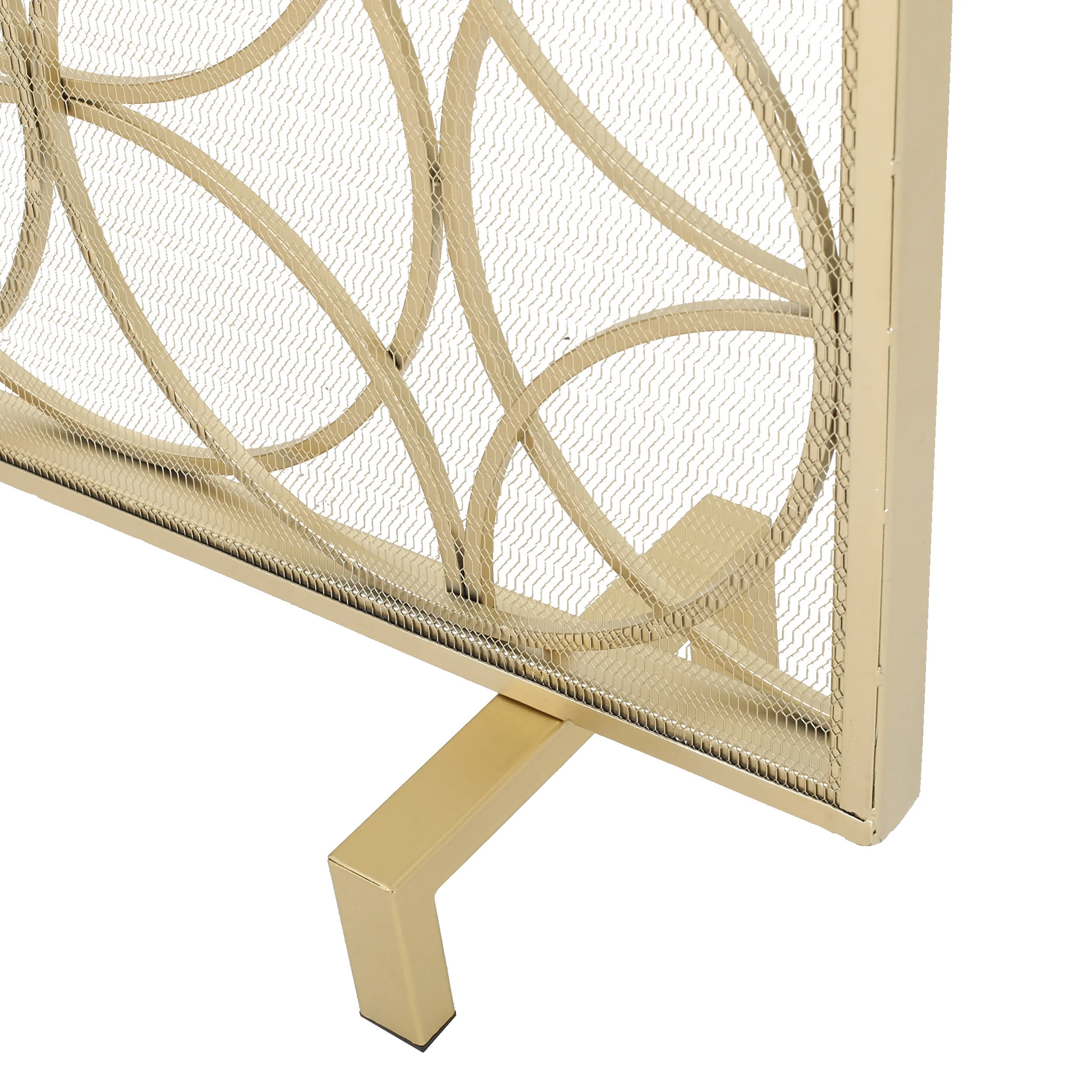 Noble House Emmilou Iron Single Panel Fireplace Screen, Gold - Image 9