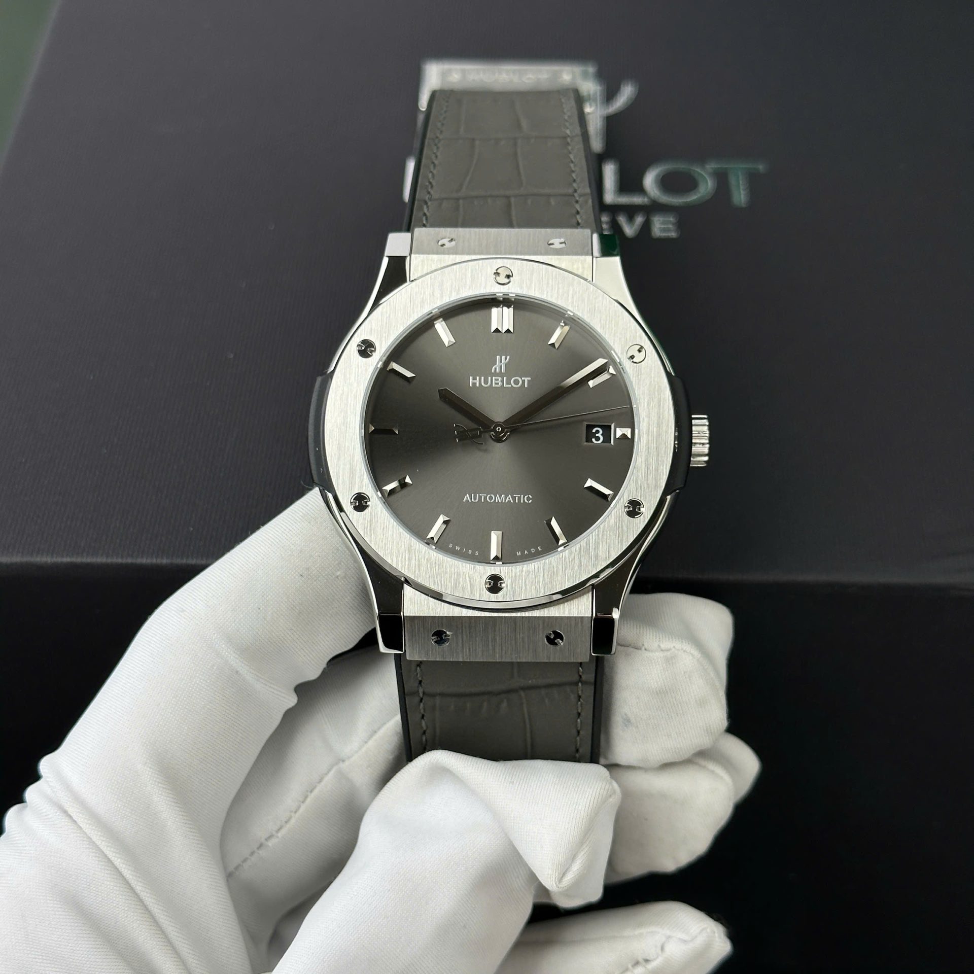 Hublot Classic Fusion Titanium Replica Watch Best Quality Gray Dial WWF Factory 45mm - Elite Watch Atelier