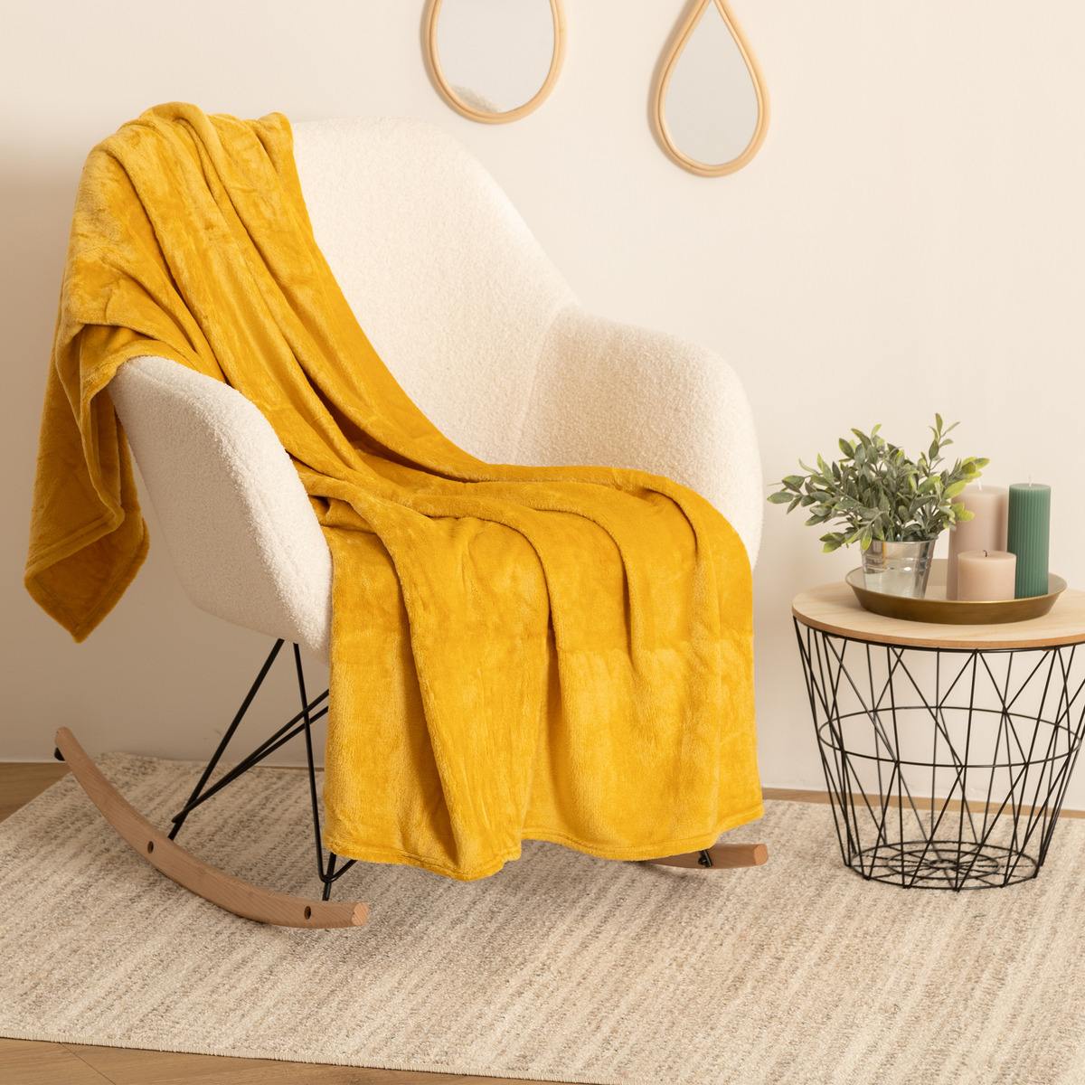 Flannel plaid Yellow, 125x150 cm