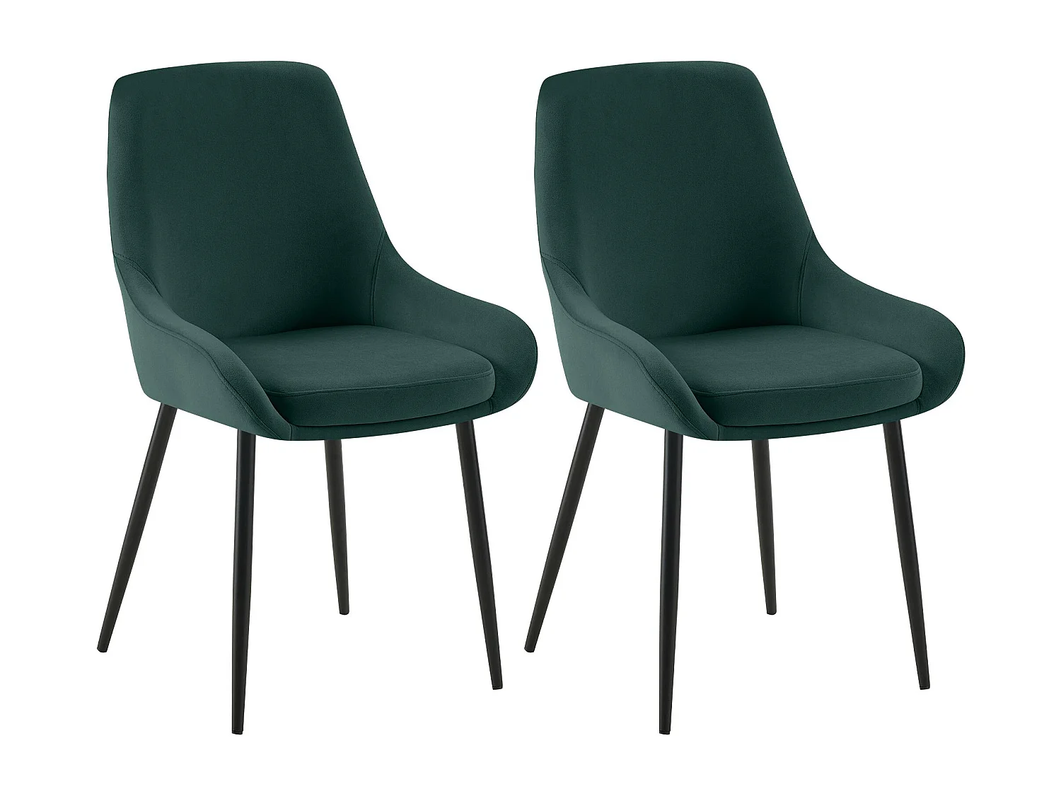 Lot de 2  chaise salle à manger - Velours - Vert - Elmira