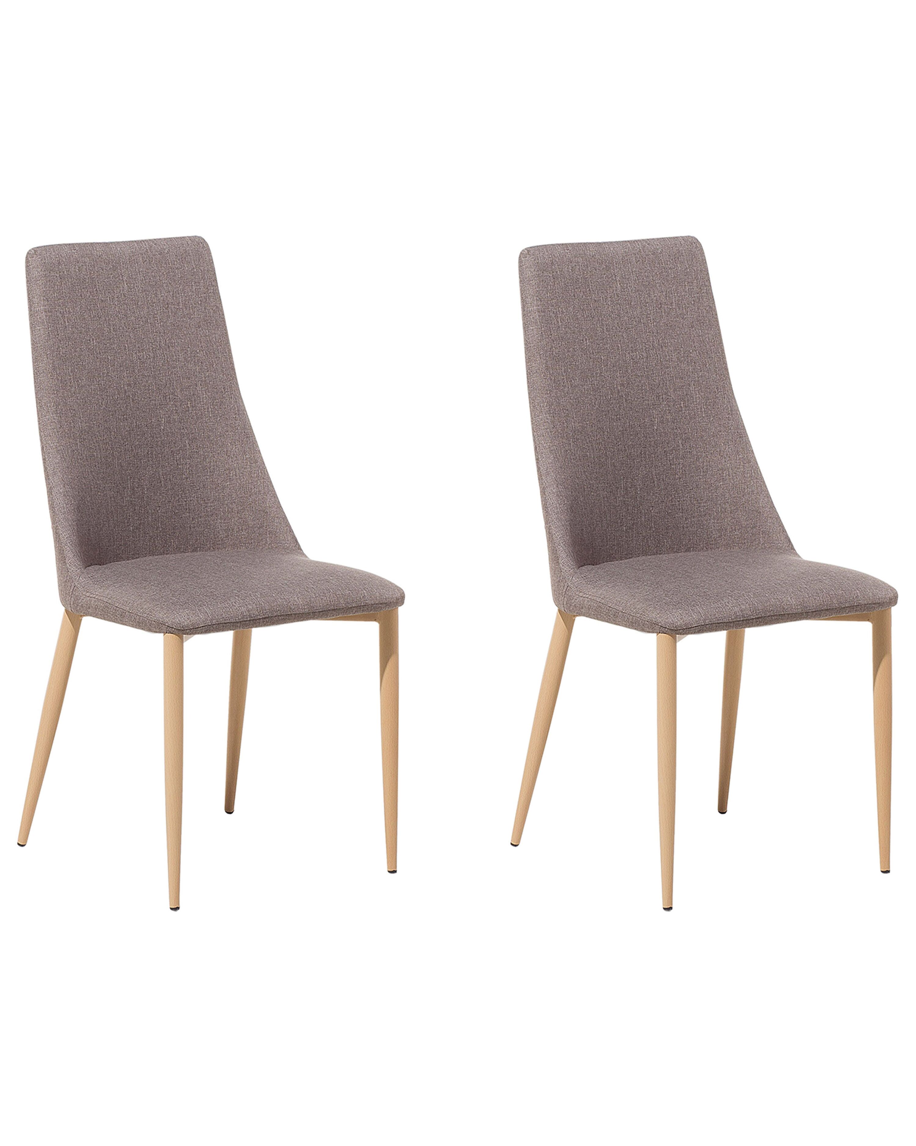 Set of 2 Dining Chairs CLAYTON Fabric Taupe