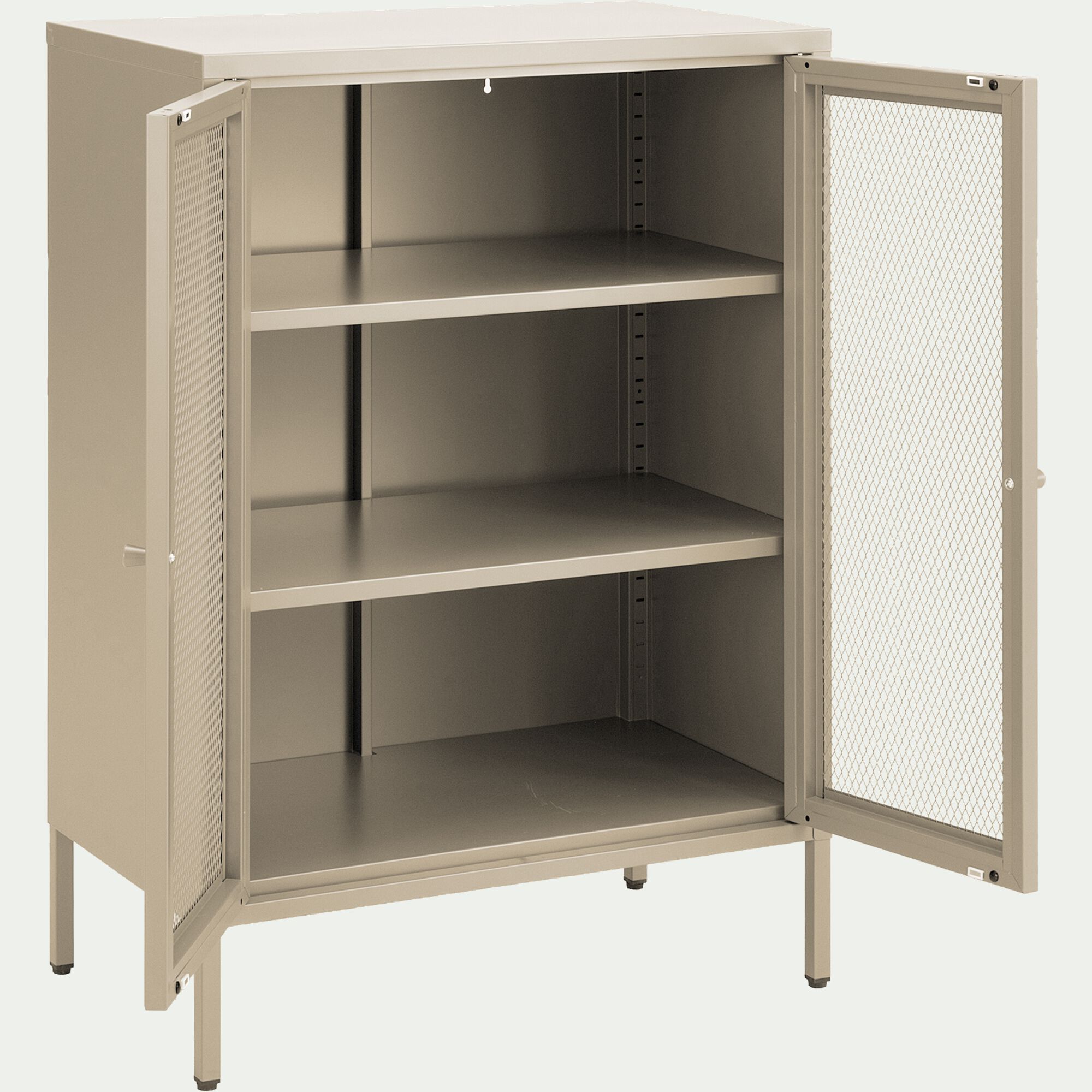 FAYNA - Buffet 2 portes battantes en acier - beige sable