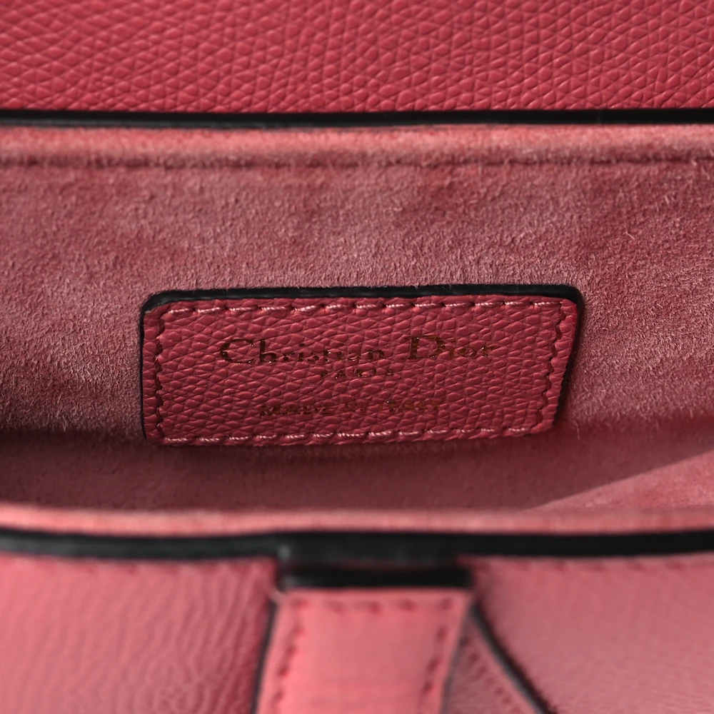 Dior Pink Grained Calfskin Leather Mini Saddle Bag Brass Hardware Replicas