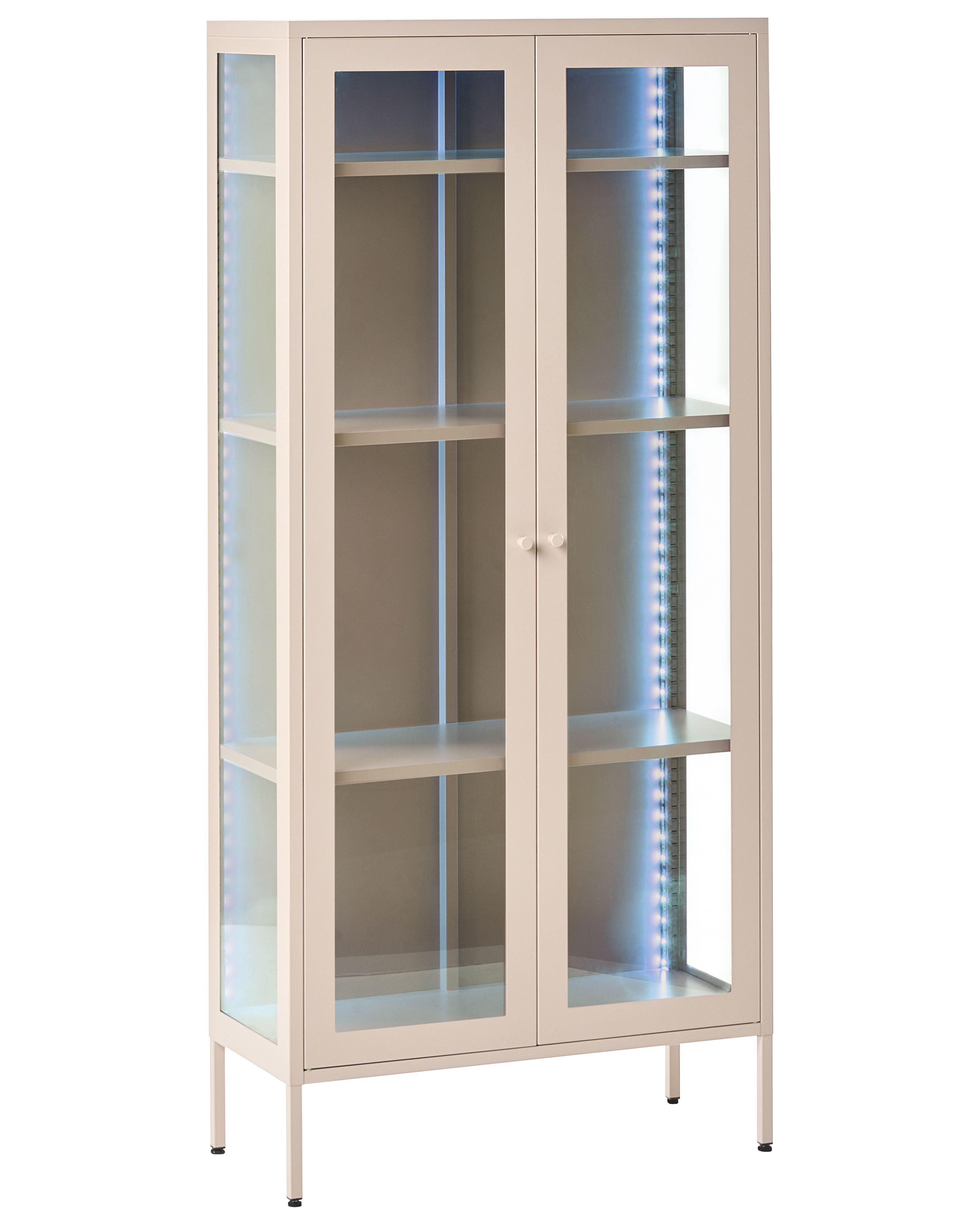 Glass Display Cabinet with LED HARTY Metal 80 cm Light Beige