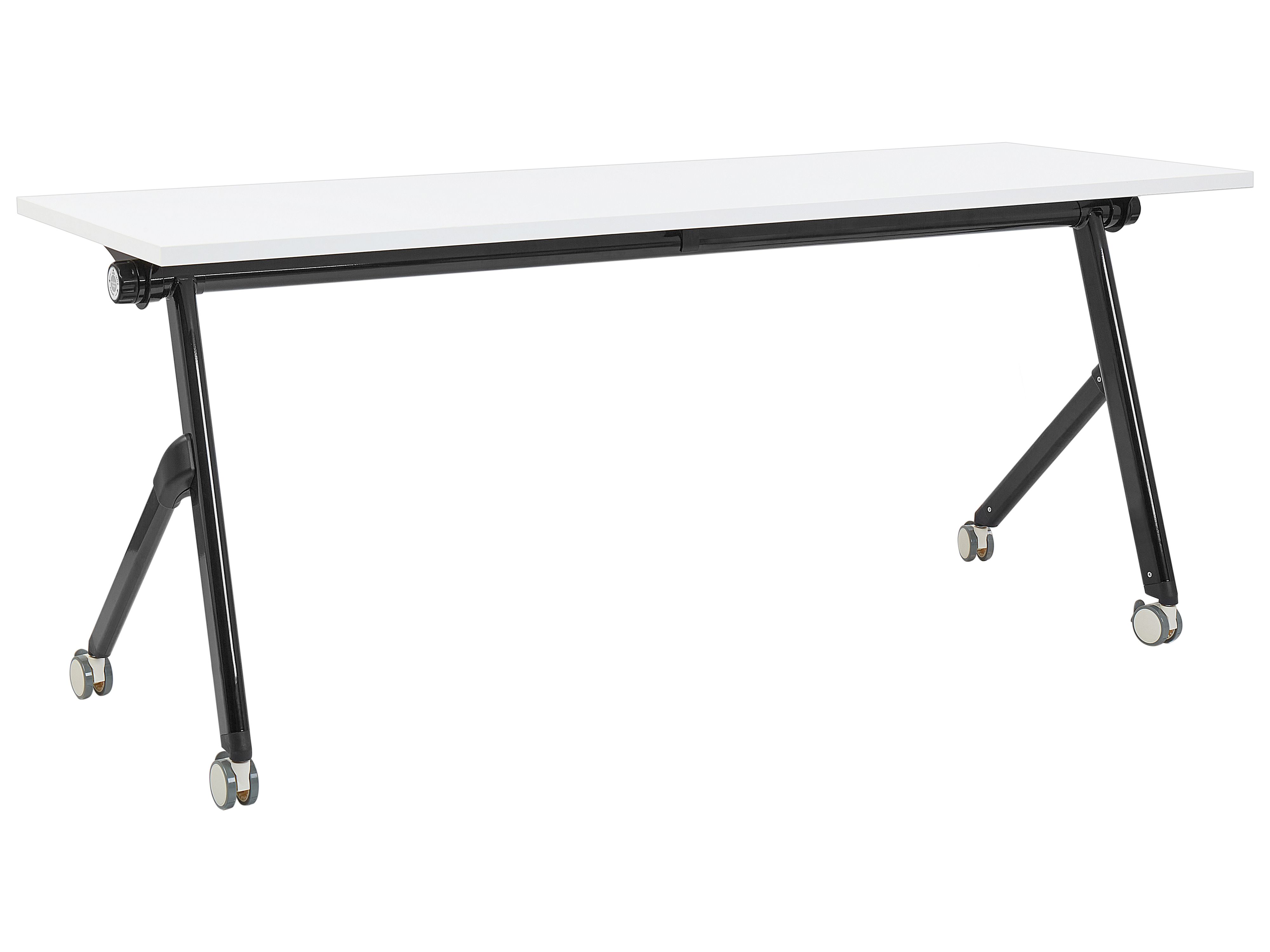 Foldable Office Desk BENDI White 180 cm 60 cm with Wheels