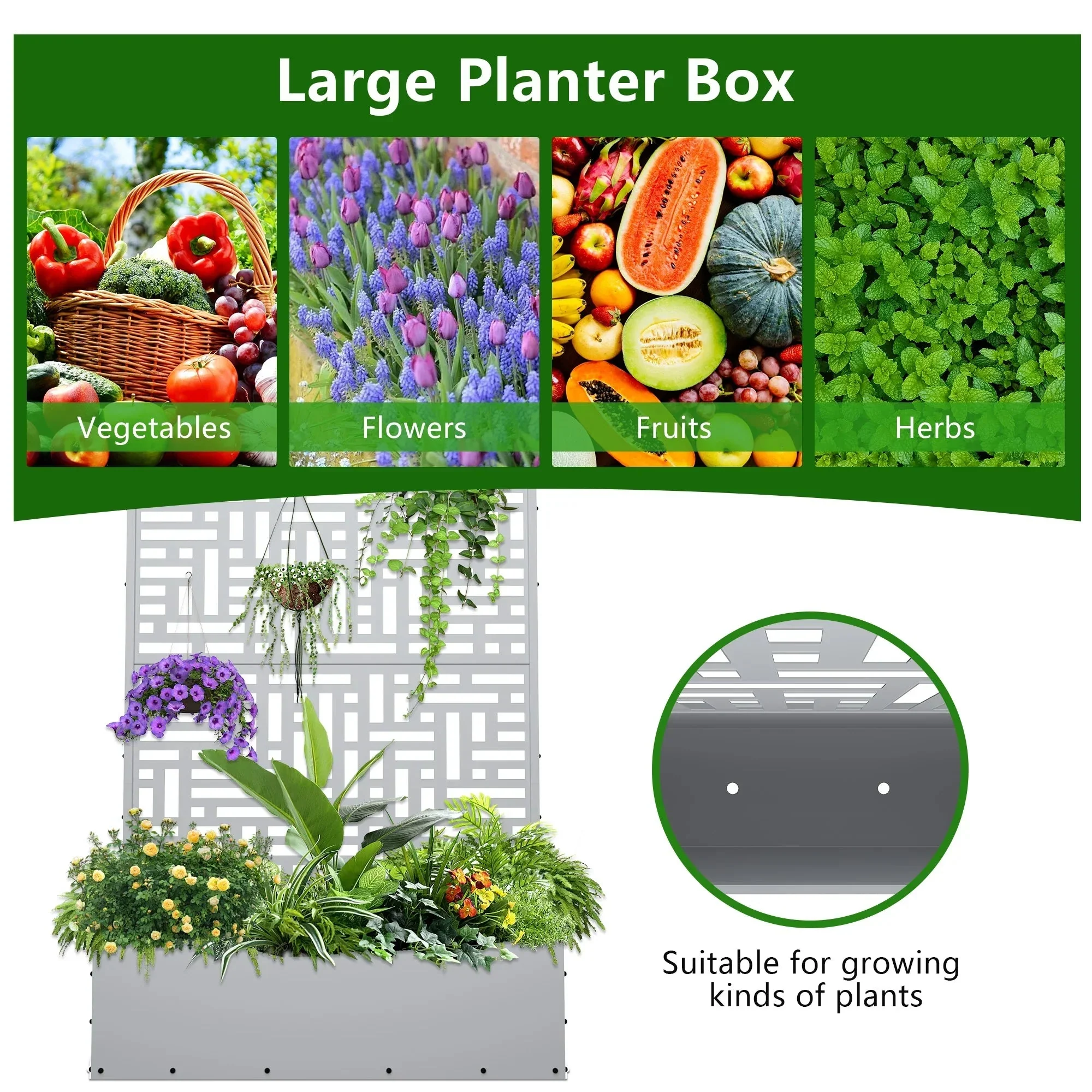 FOOWIN 71 in H Metal Trellis Planter Raised Garden Bed With Drainage Hole, Black - Image 12 FOOWIN 71 in H Metal Trellis Planter Raised Garden Bed With Drainage Hole, Black - Image 12