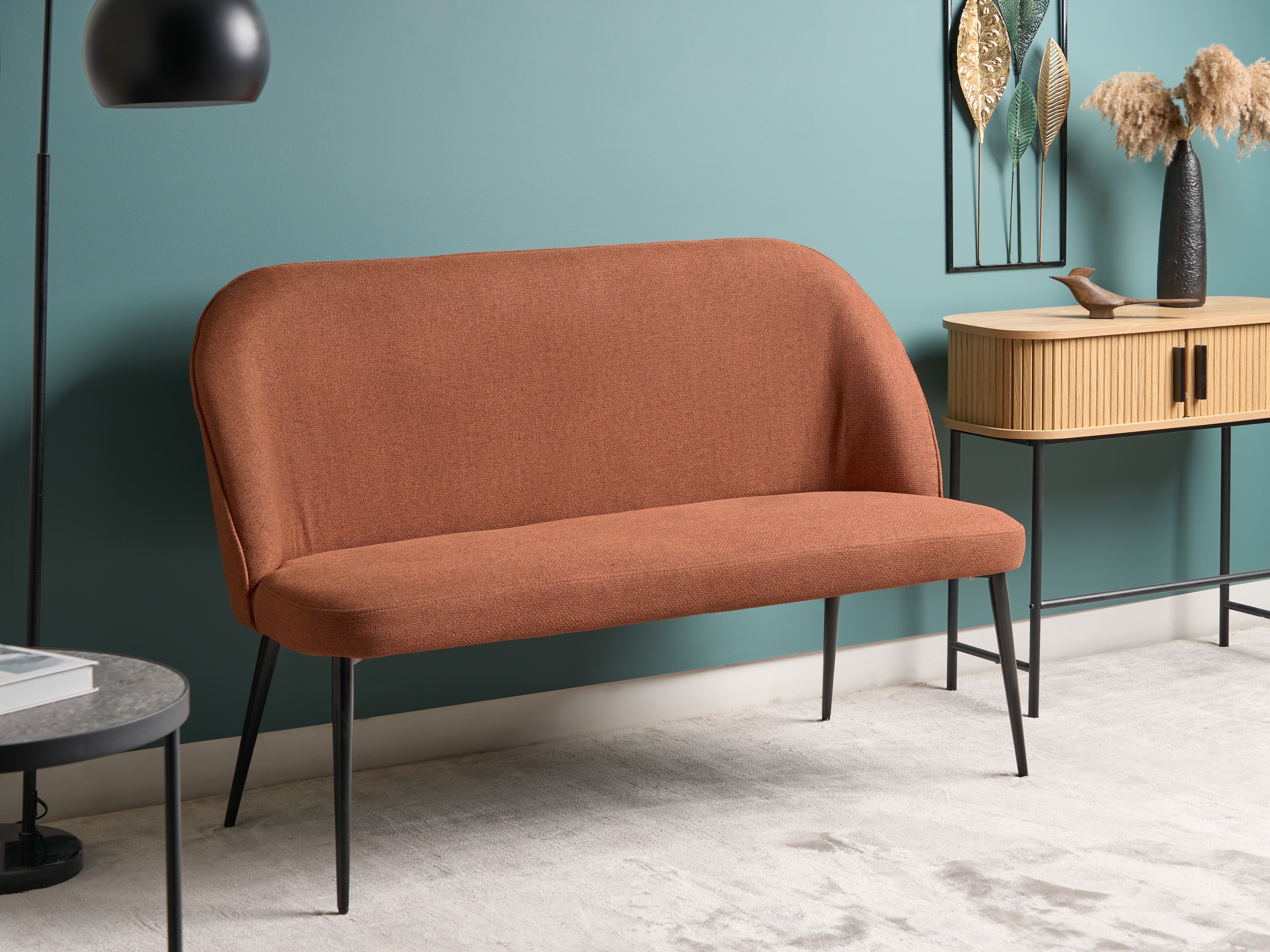 Dining Bench 2 Seater OSBY Fabric Brown