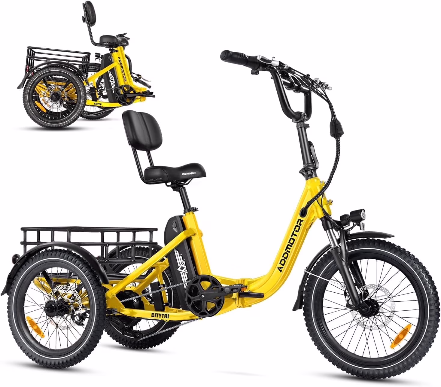 Addmotor Folding Electric Trike, 90MI Electric Tricycle for Adults, 750W 48V 20Ah, CITYTRI 3 Wheel Electric Bikes, Step-Thru Etrike with Rear Speed Differential & Parking Brake, E-310 Plus Red - Image 7