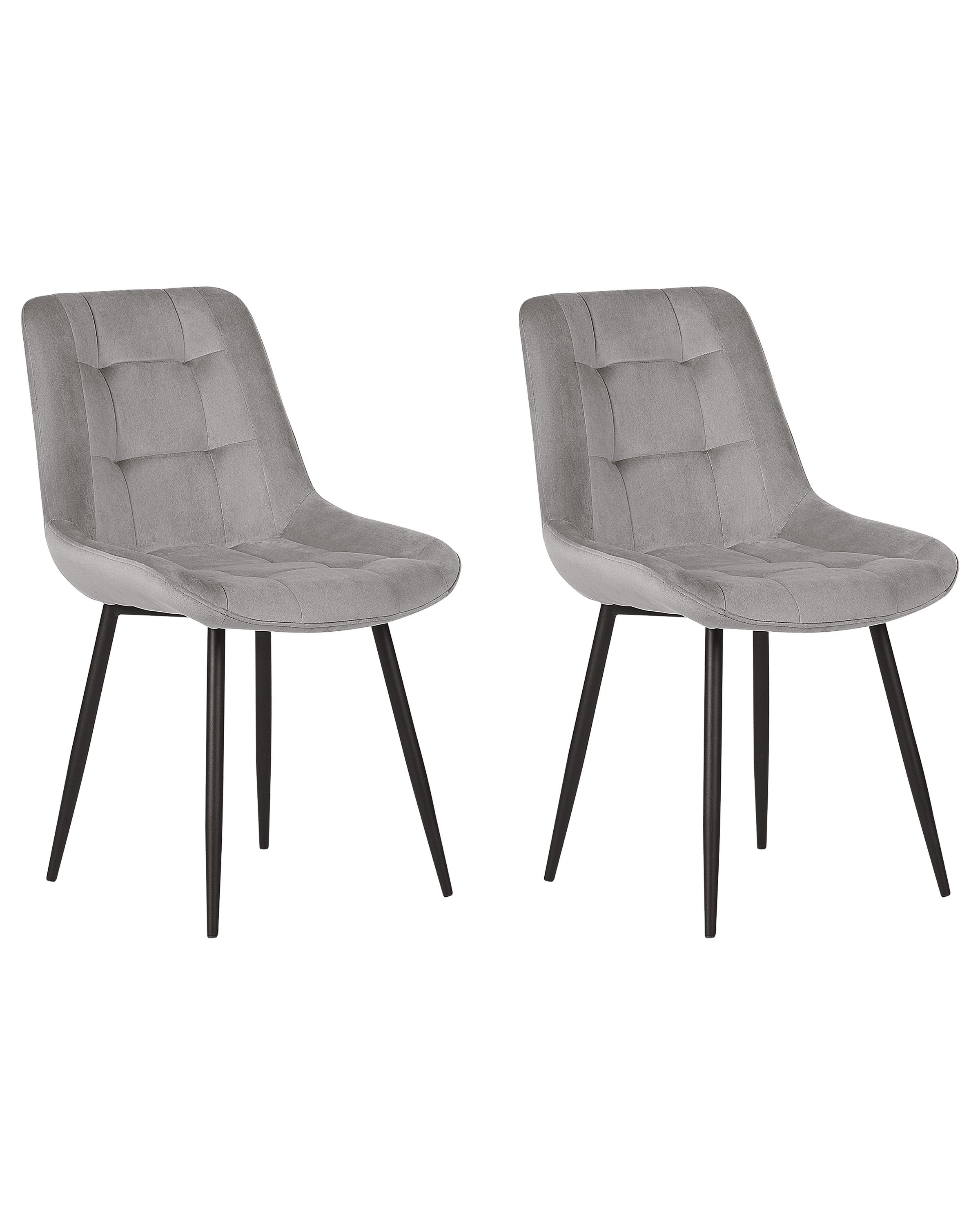 Set of 2 Dining Chairs MELROSE Velvet Light Grey