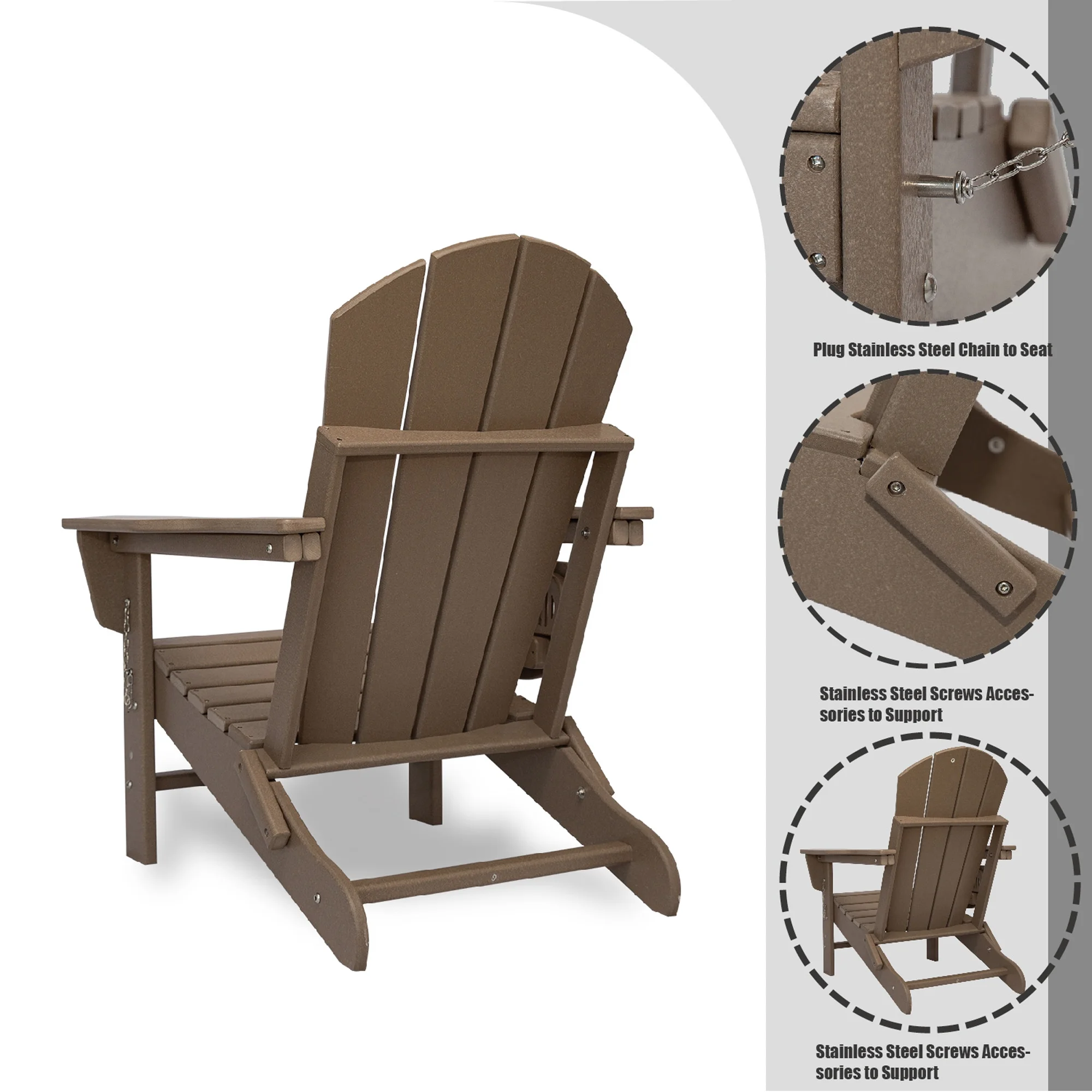 FOOWIN HDPE Plastic Adirondack Chairs Set of 4, Black - Image 105