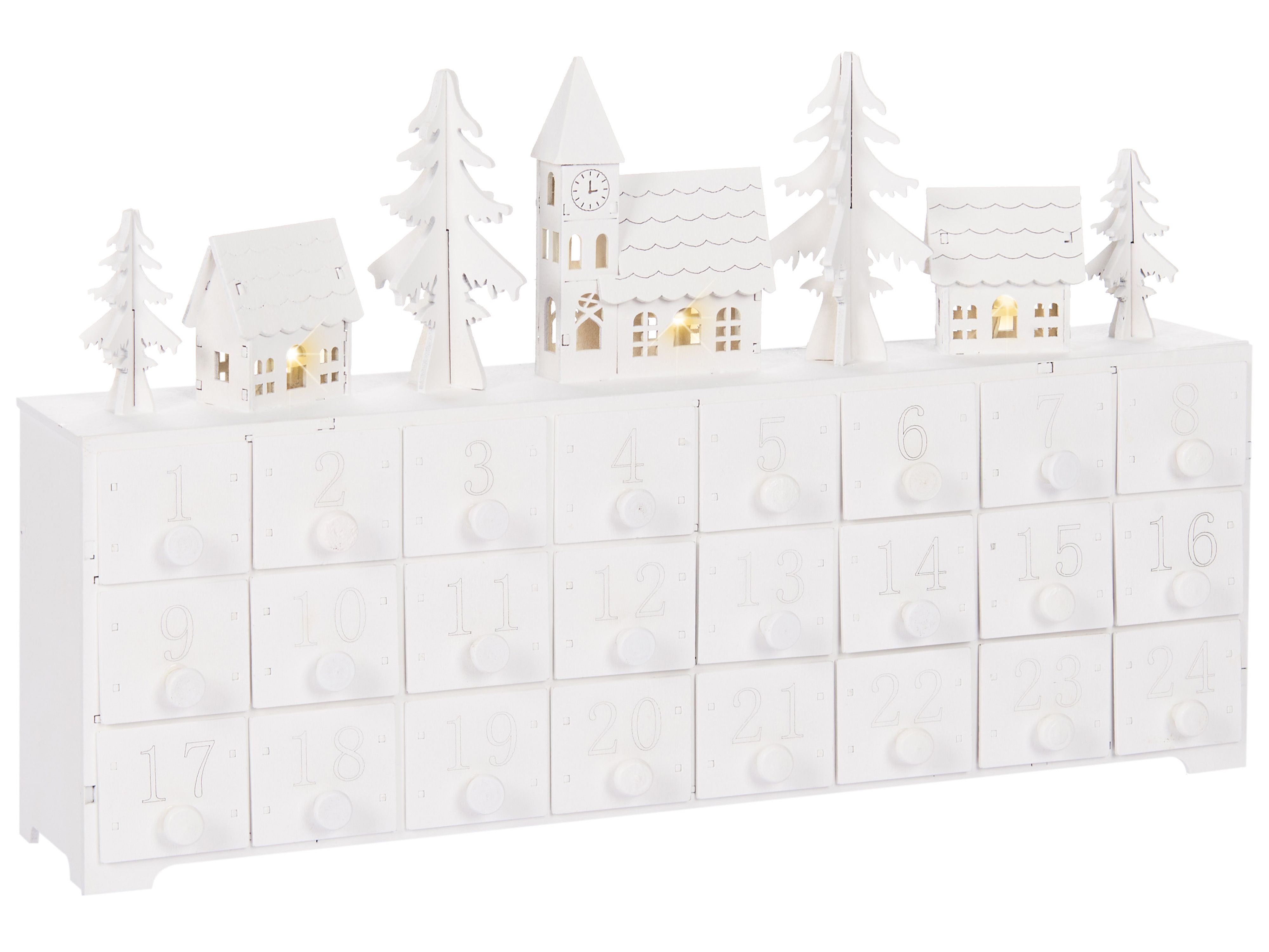 Christmas Decoration LED MUONIO Advent Calendar 24 cm White