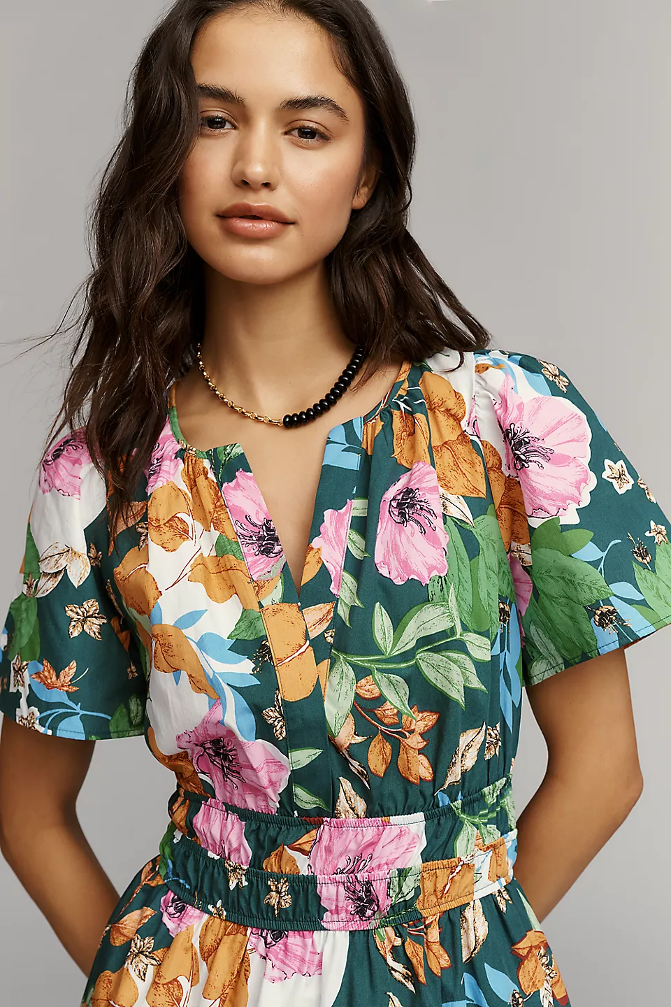 Somerset Mini Dress - Green Floral