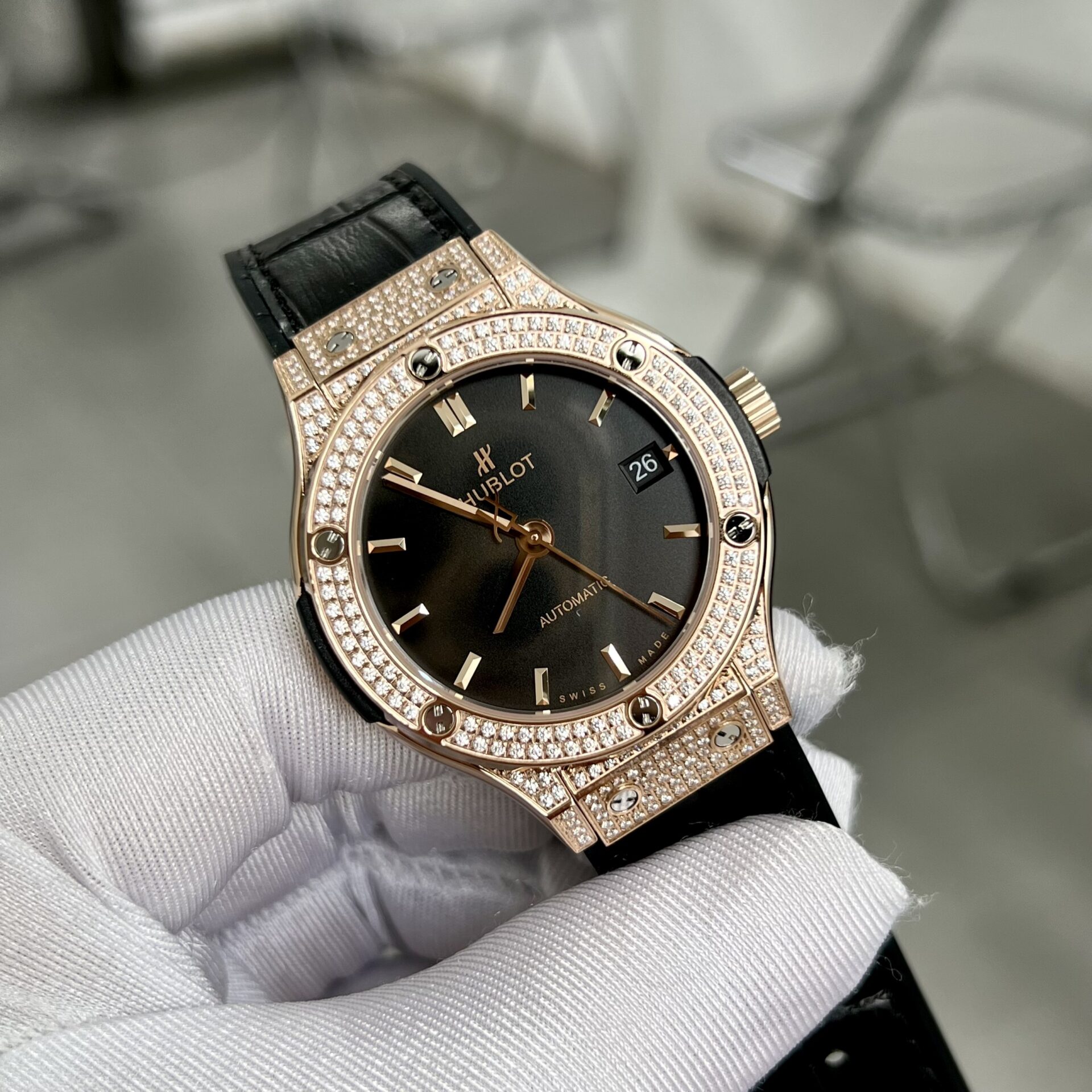 Hublot Replica Watch Classic Fusion King Gold With Diamonds Case HB Factory 38mm - Top club