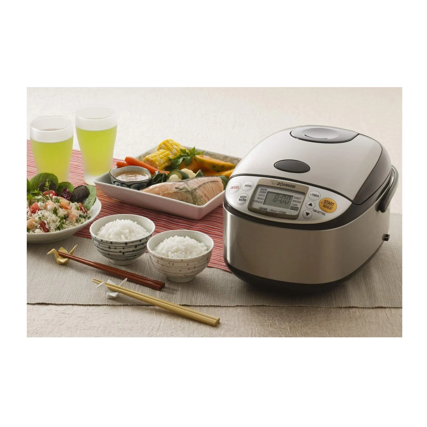 Zojirushi Micom Rice Cooker and Warmer (5.5-Cup/ Stainless Brown) with Bowl and Spoon - Image 8