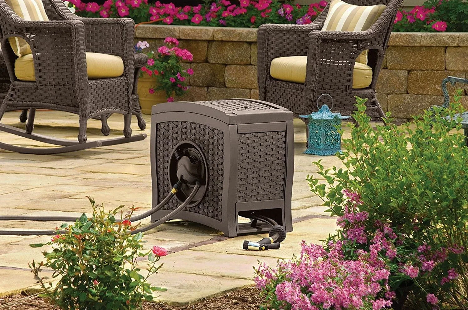 Suncast Aquawinder 125 ft Wicker Garden Hose Reel, Java - Image 2 Suncast Aquawinder 125 ft Wicker Garden Hose Reel, Java - Image 2