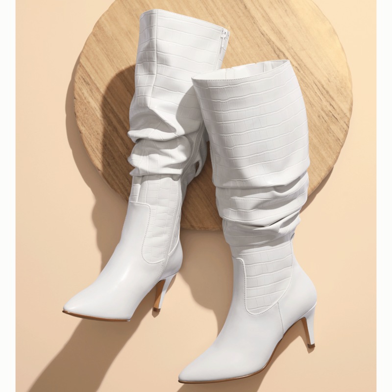 Croco-Print Slouchy Dress Boot with 3