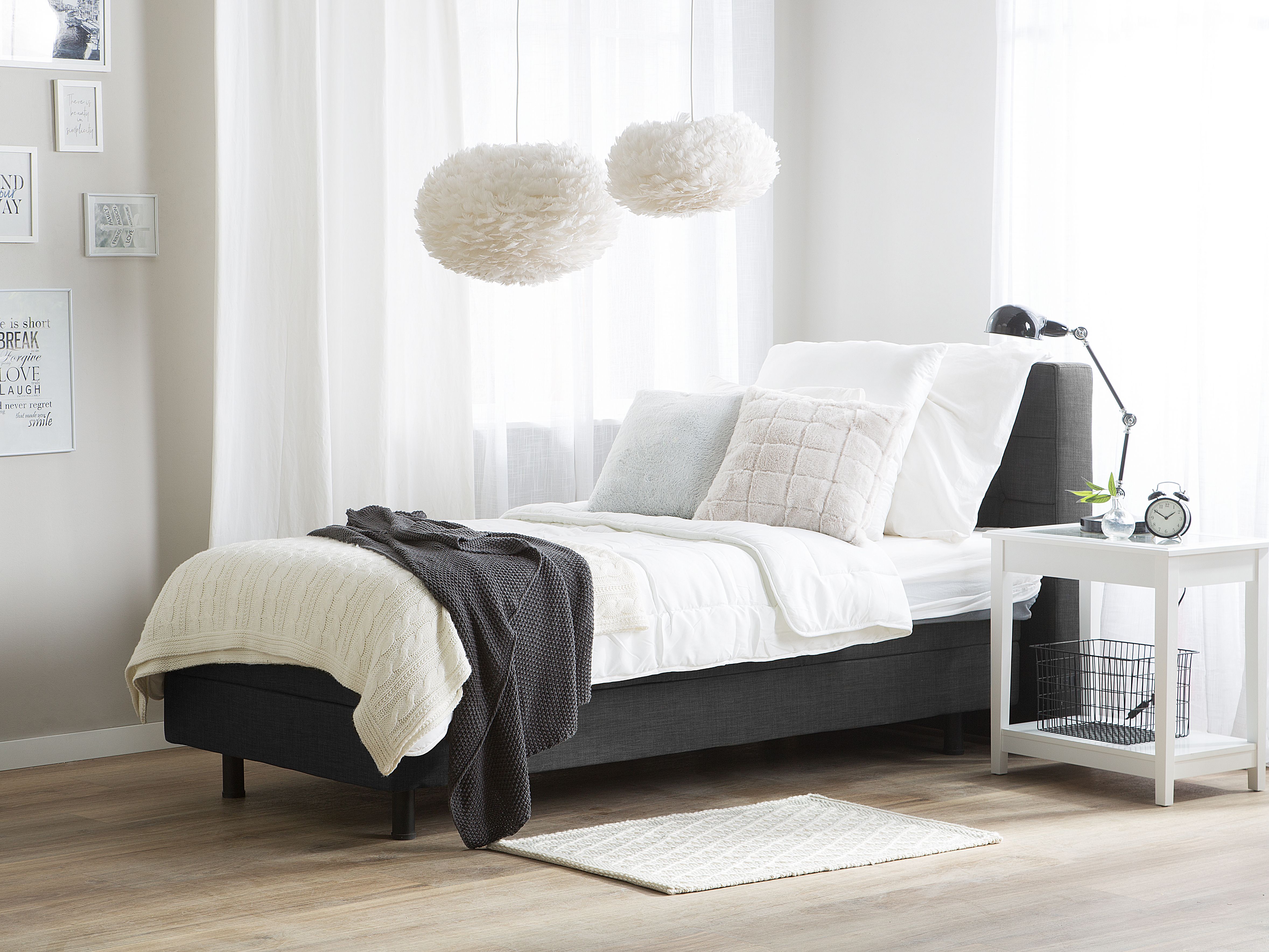 Adjustable Bed Fabric DUKE 90 x 200 cm (EU Single) Dark Grey