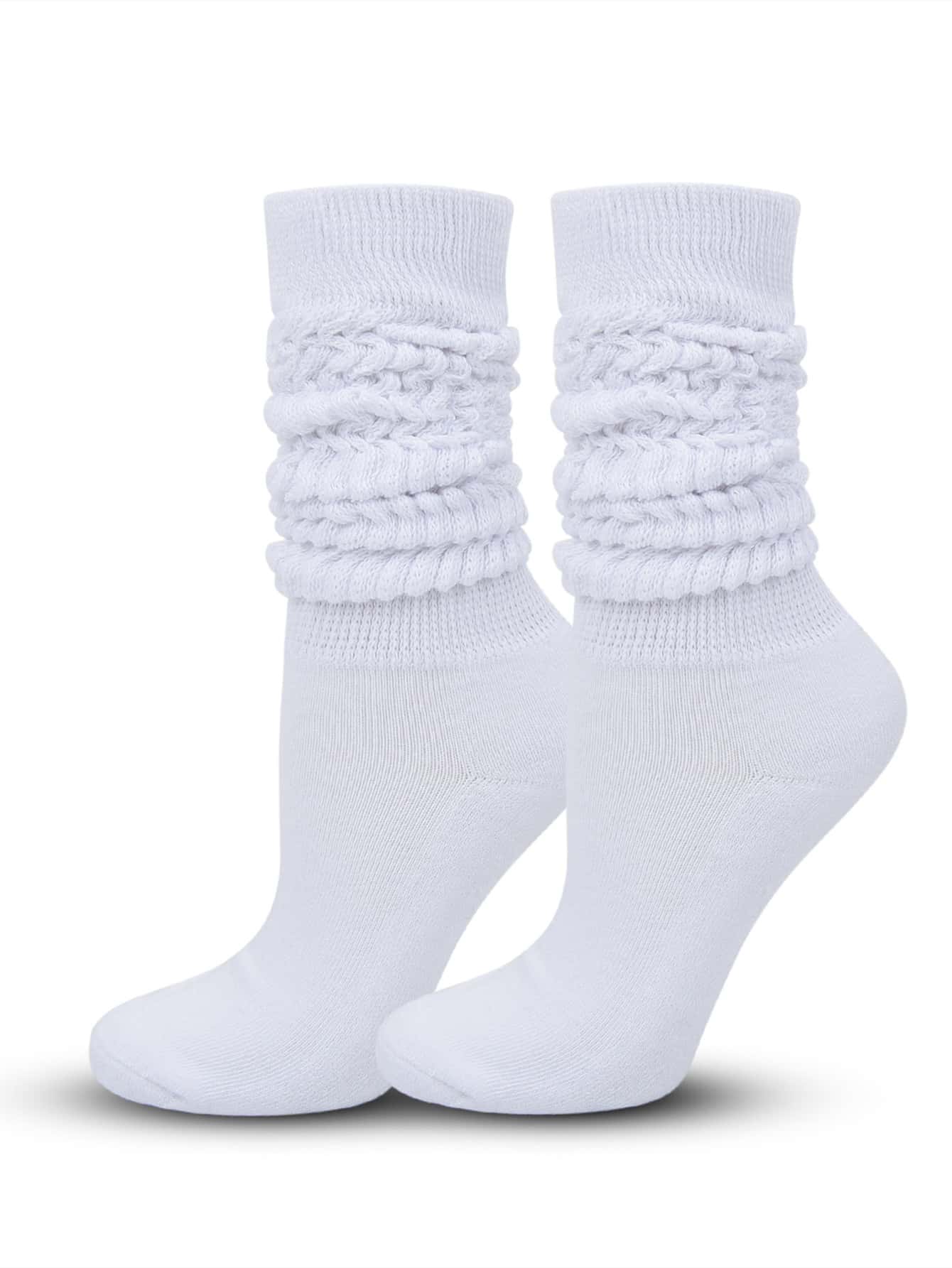 1pair Solid Crew Socks