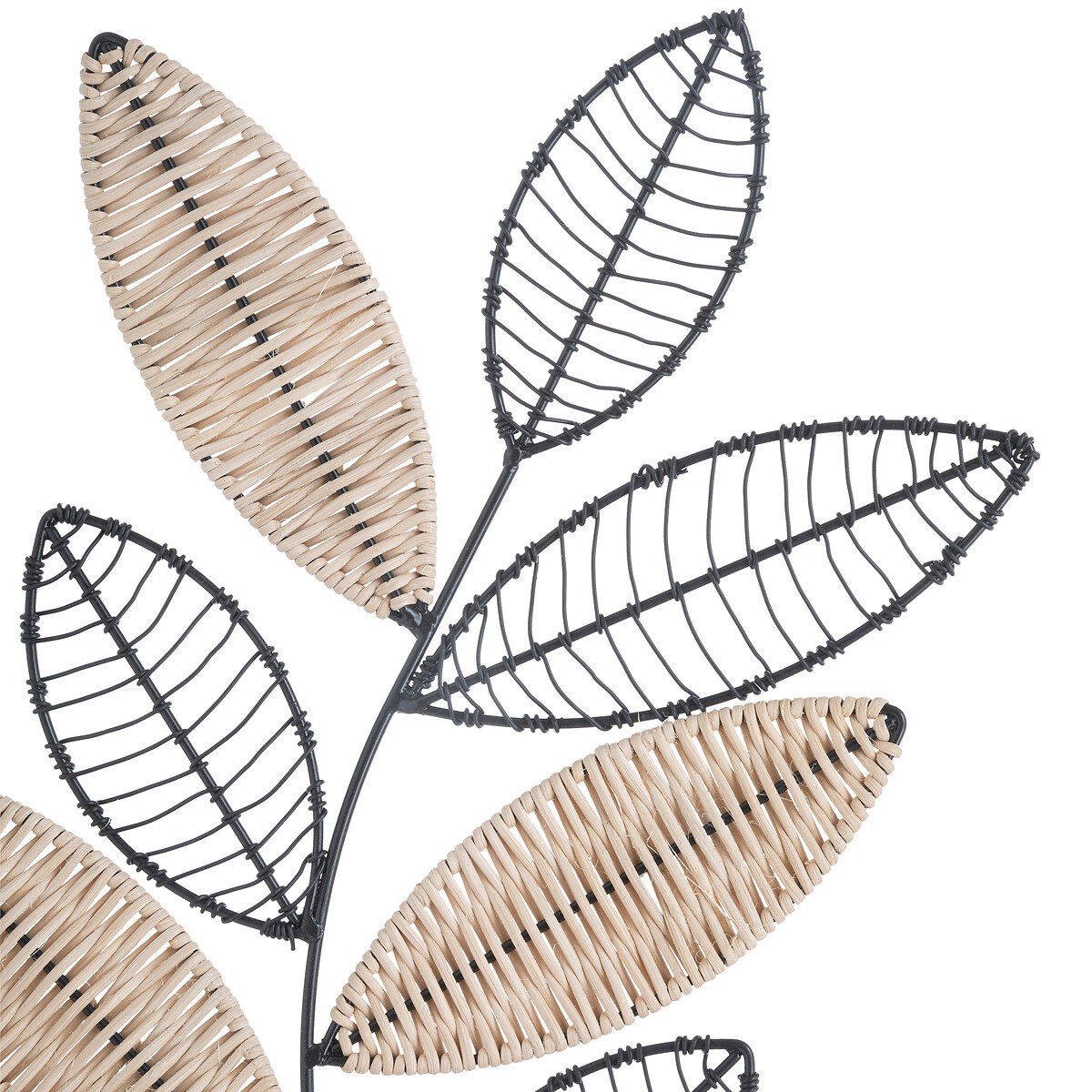 Wall decor"Aurore" Metal & rattan, black, 56x29 cm