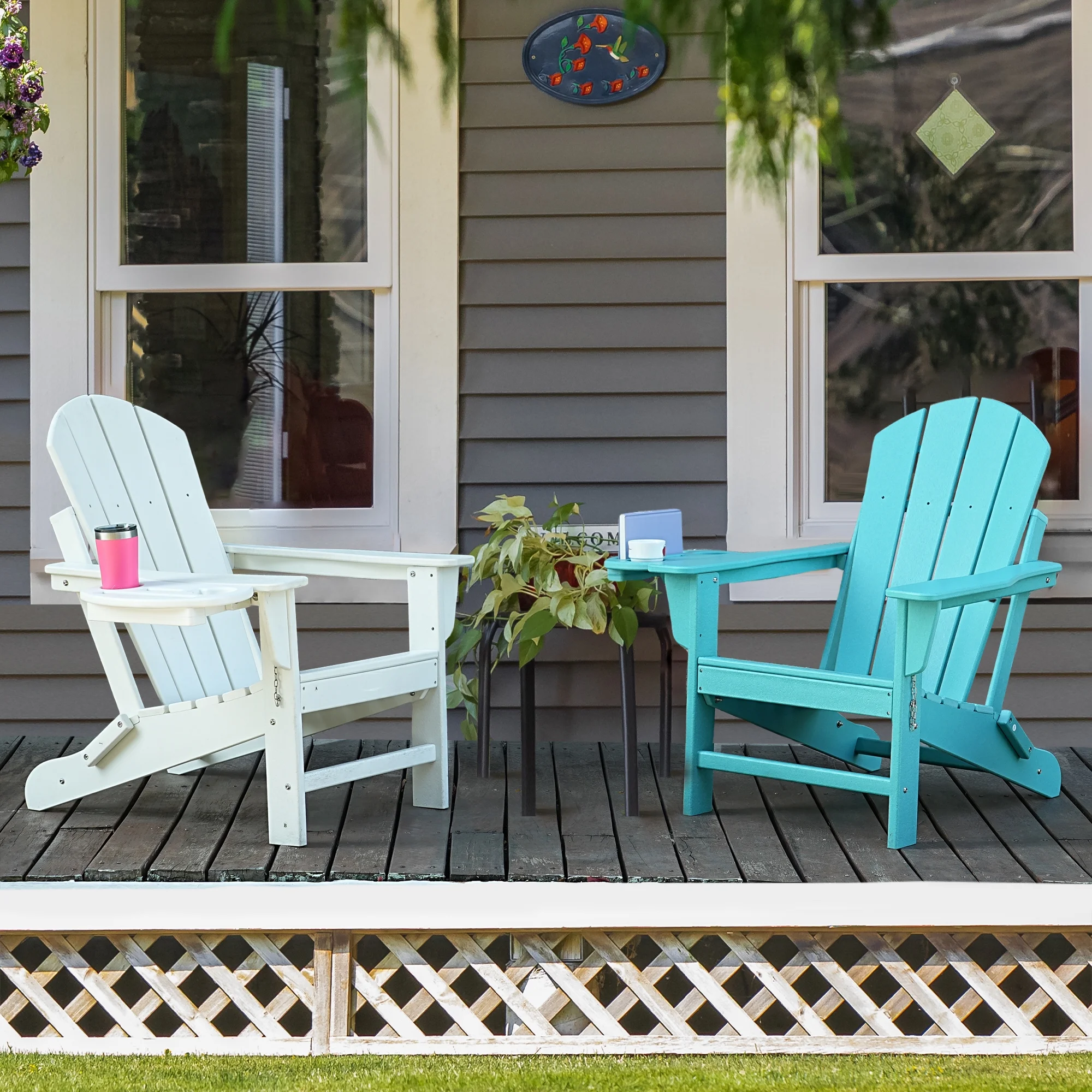 FOOWIN HDPE Plastic Adirondack Chairs Set of 4, Black - Image 116