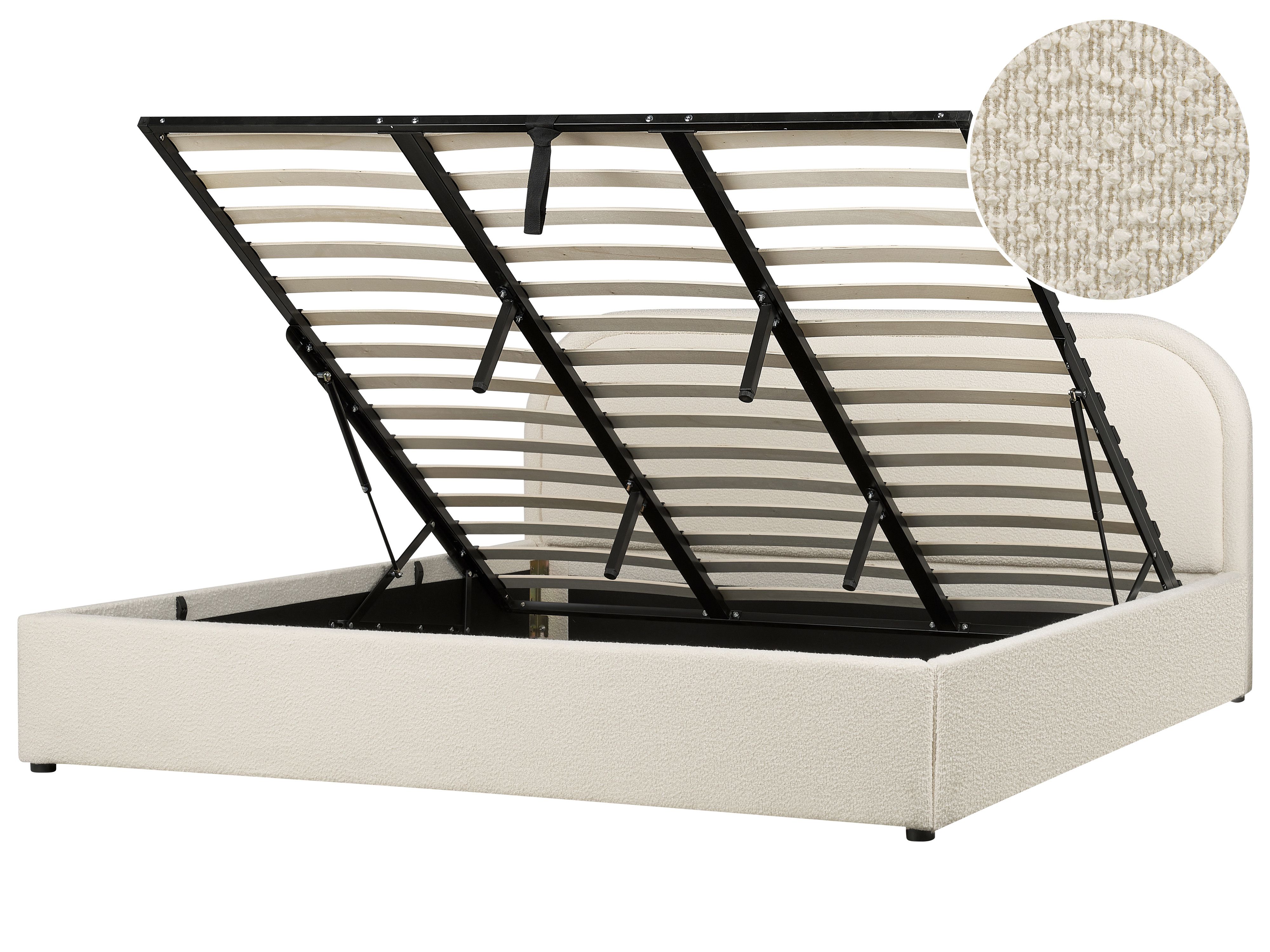 Ottoman Bed Boucle QUILLIEN 180 x 200 cm (EU Super King) Light Beige