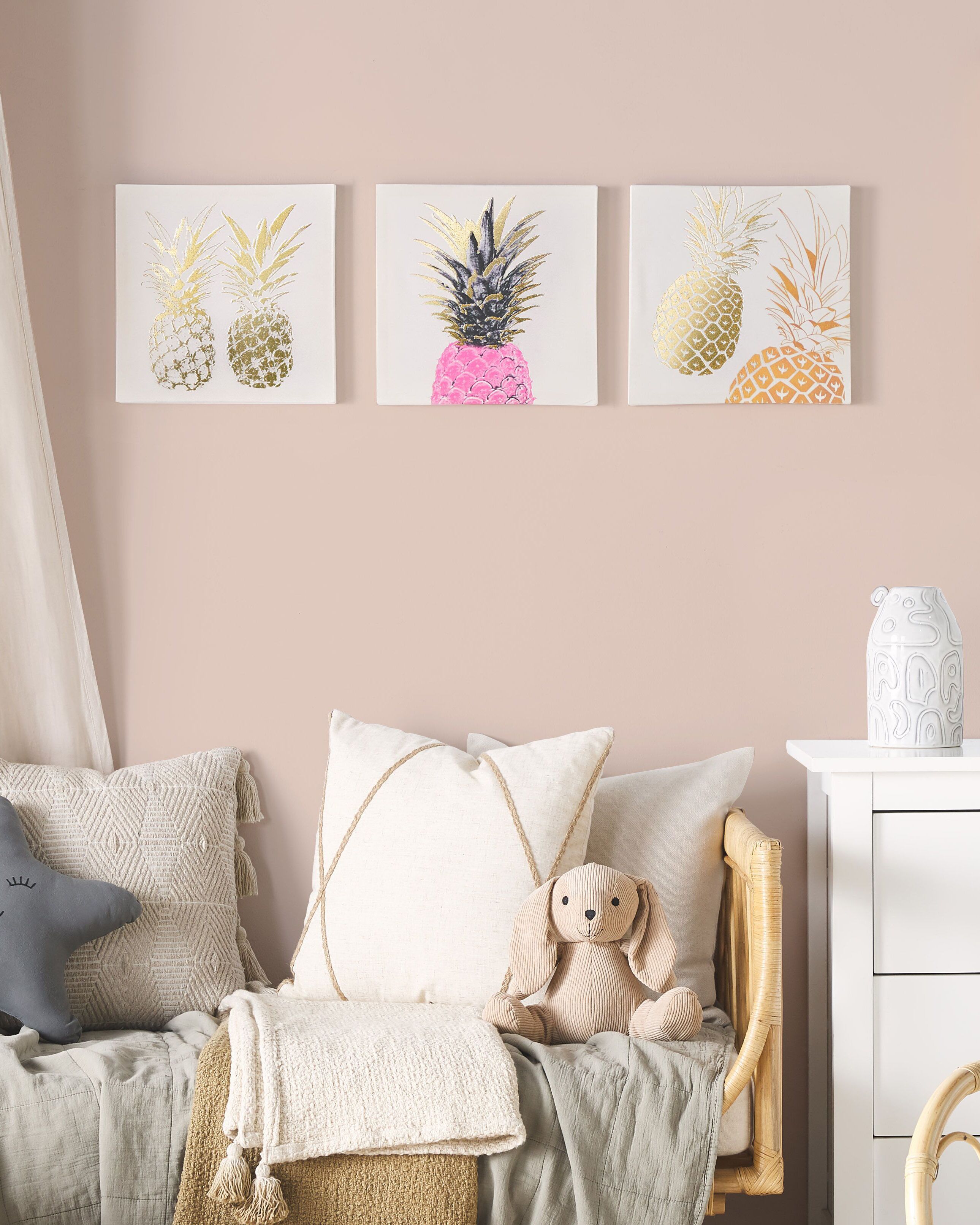 Set of 3 Canvases APESIKA Nature Motif 30 x 30 cm Gold