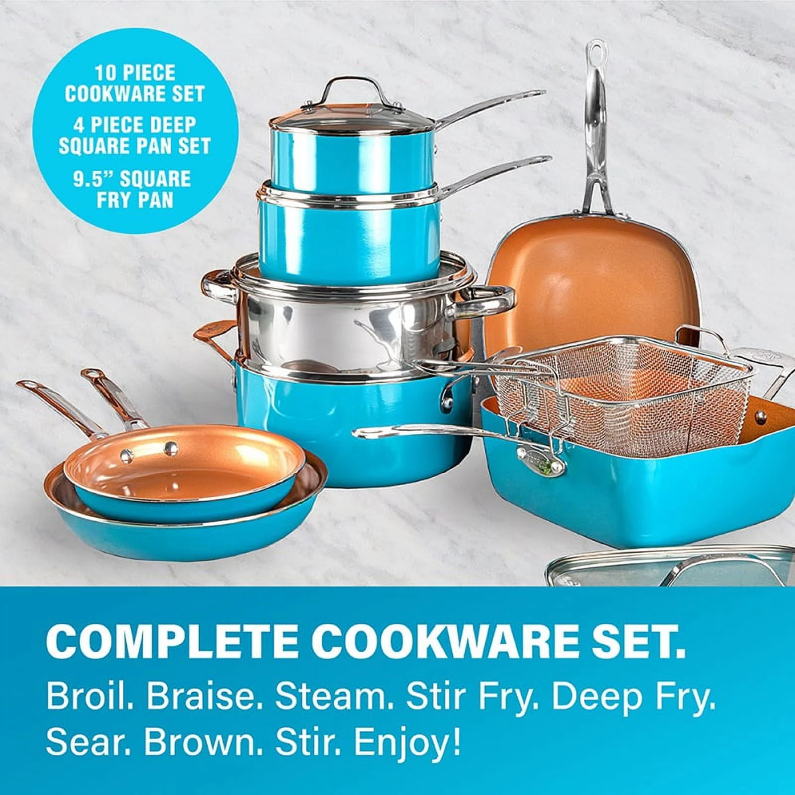 Gotham Steel 32 Pcs Pots and Pans Set Non Stick, Cookware Set with Bakeware and Premium Food Storage Set Nonstick Pots and Pans Set, Red - Image 19