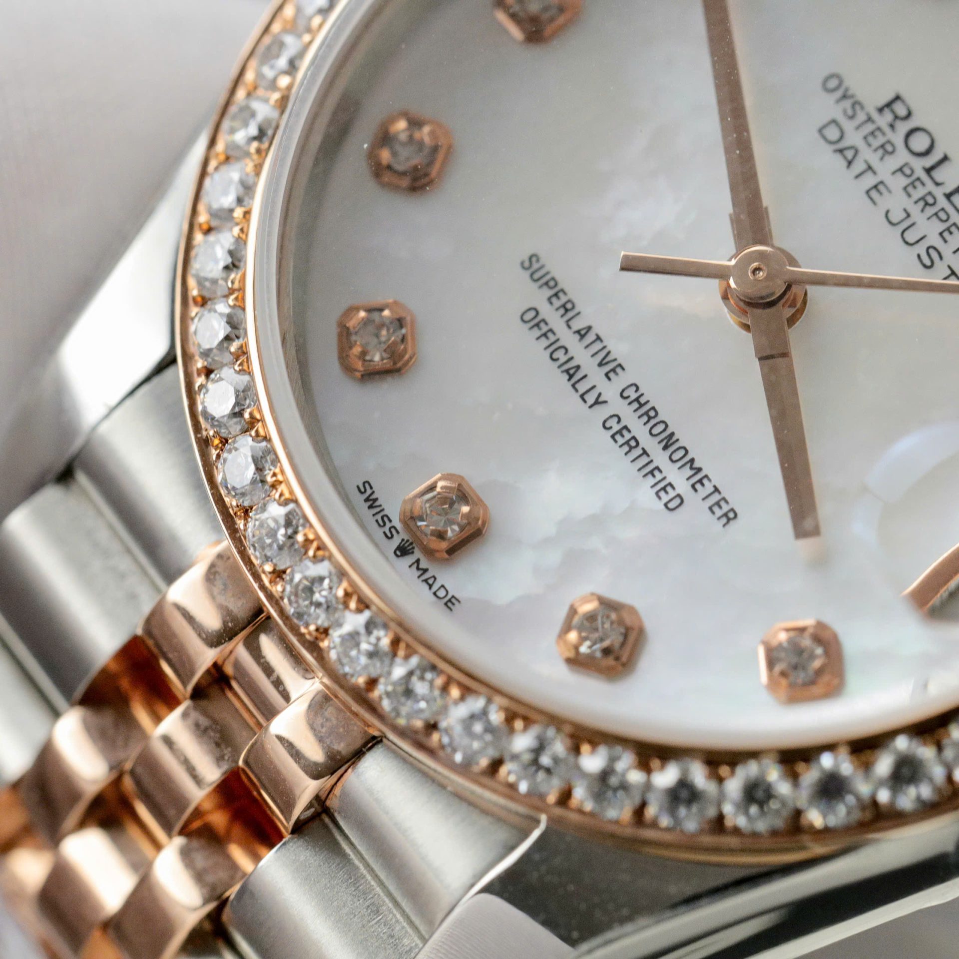 Rolex DateJust Replica 11 Watch Dial Mother Of Pearl Custom Moissanite Diamonds 31mm - Top club
