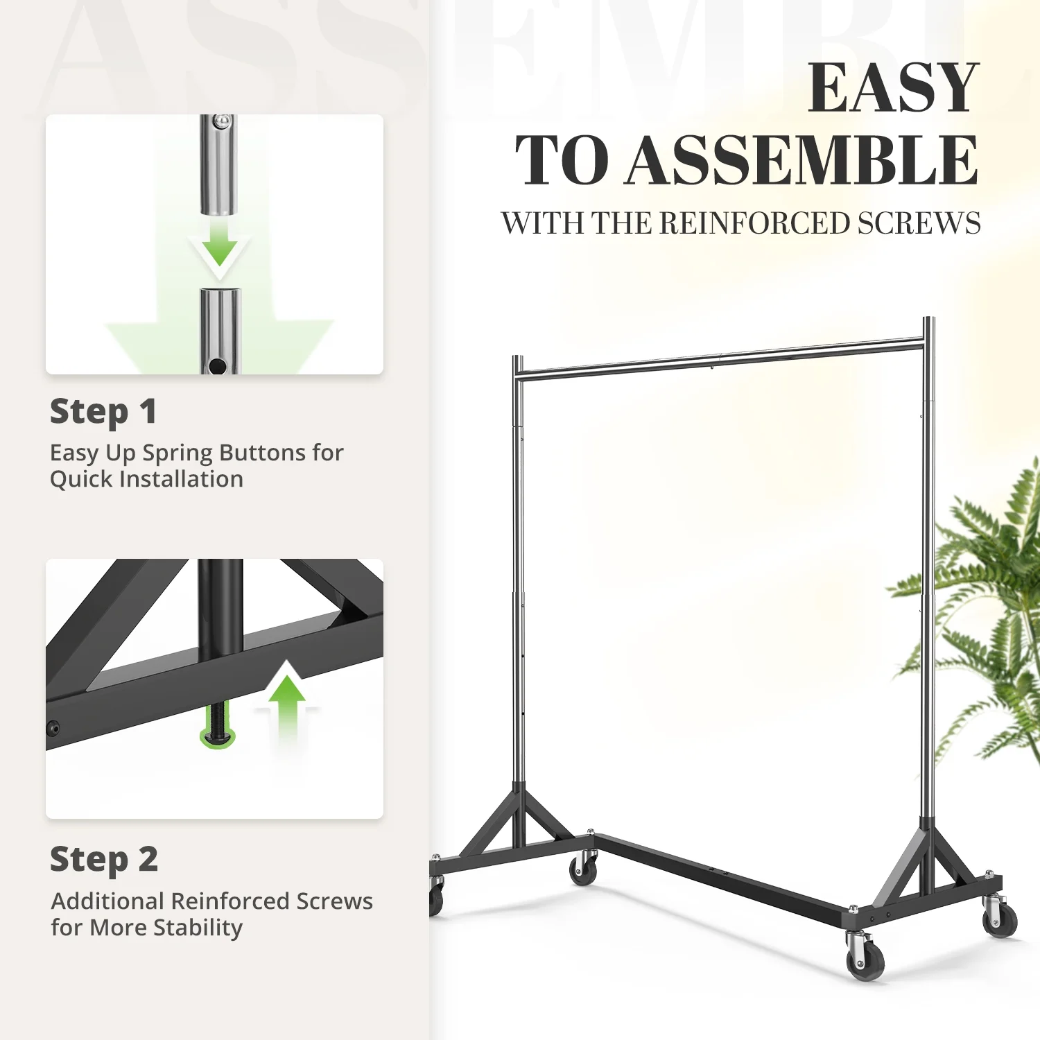 HOKEEPER 400LBS Commercial Z Base Garment Rack Heavy Duty Clothing Rack Height Adjustable Rolling Clothes Rack for Hanging Clothes Racks on Wheels Portable Z Rack Chrome Finish - Image 6