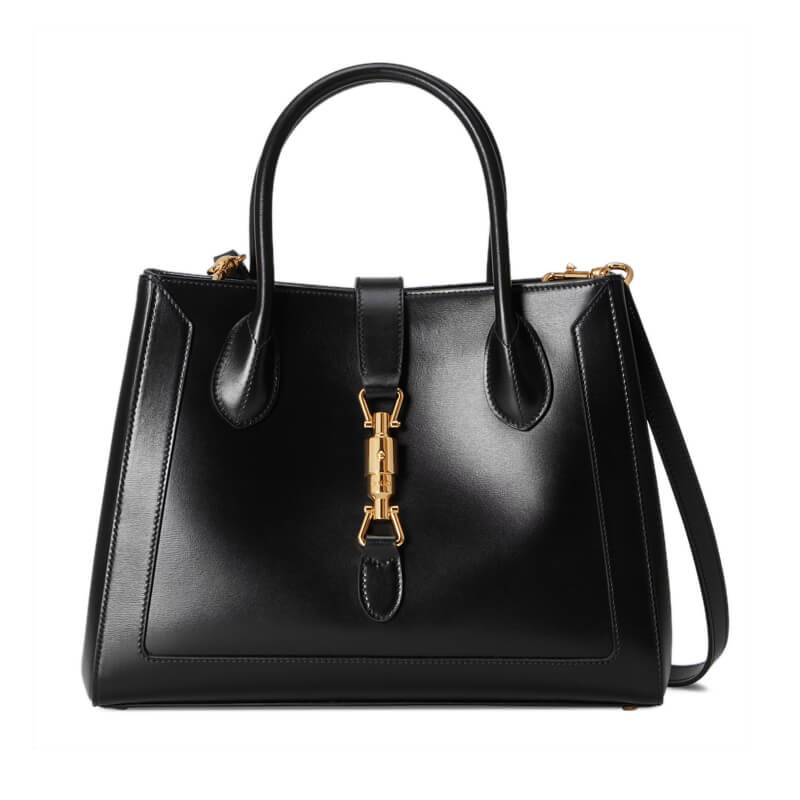 Replica Gucci Jackie 1961 Medium Tote Bag In Black Leather 6490161:1High-quality replica